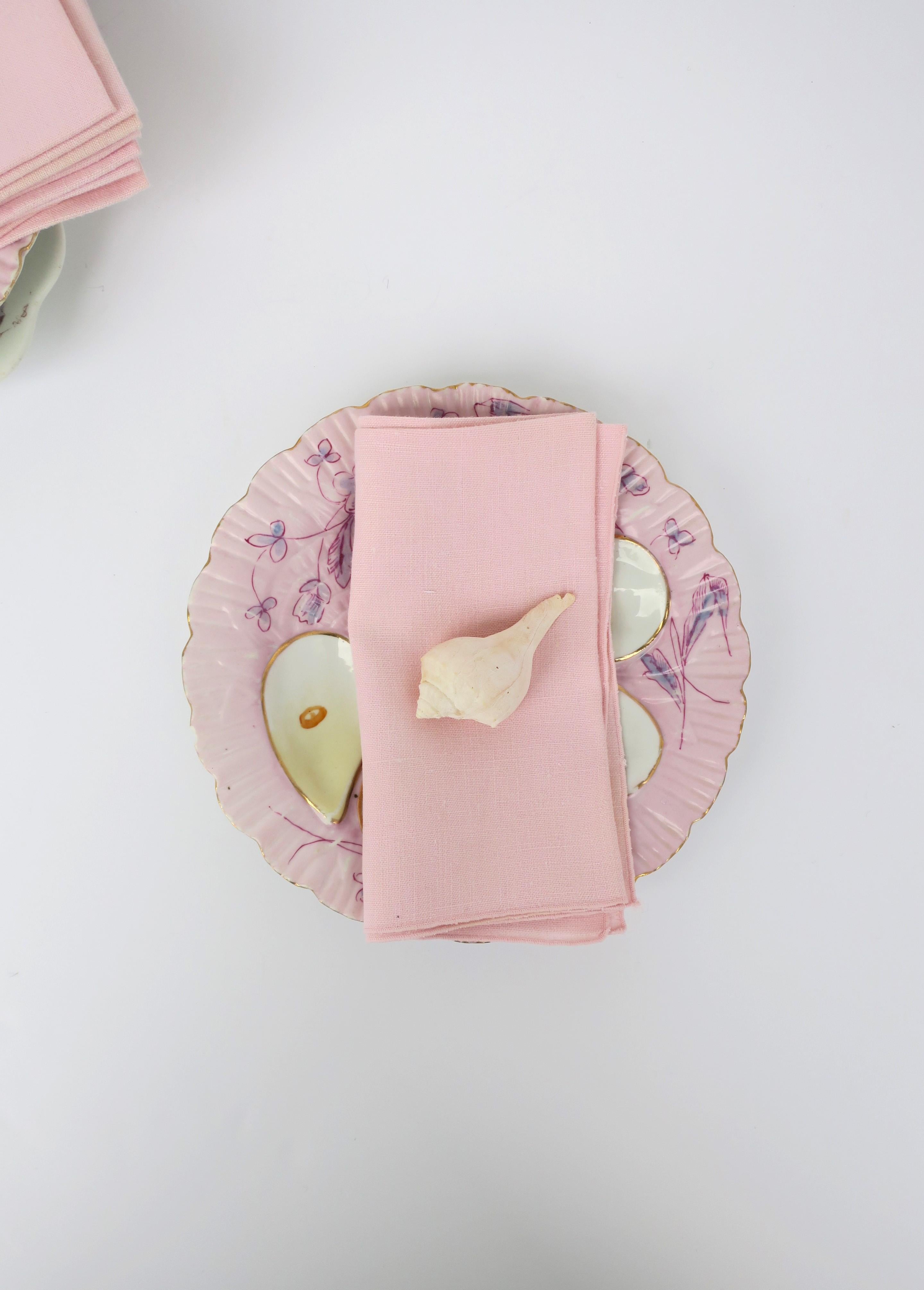 Pink Linen Dinner Napkins, Set of 10 For Sale 3