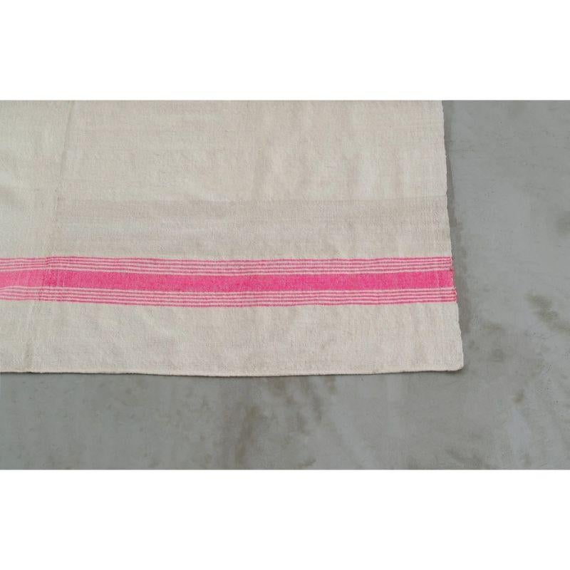 North American Striped Pink Linen Rug For Sale