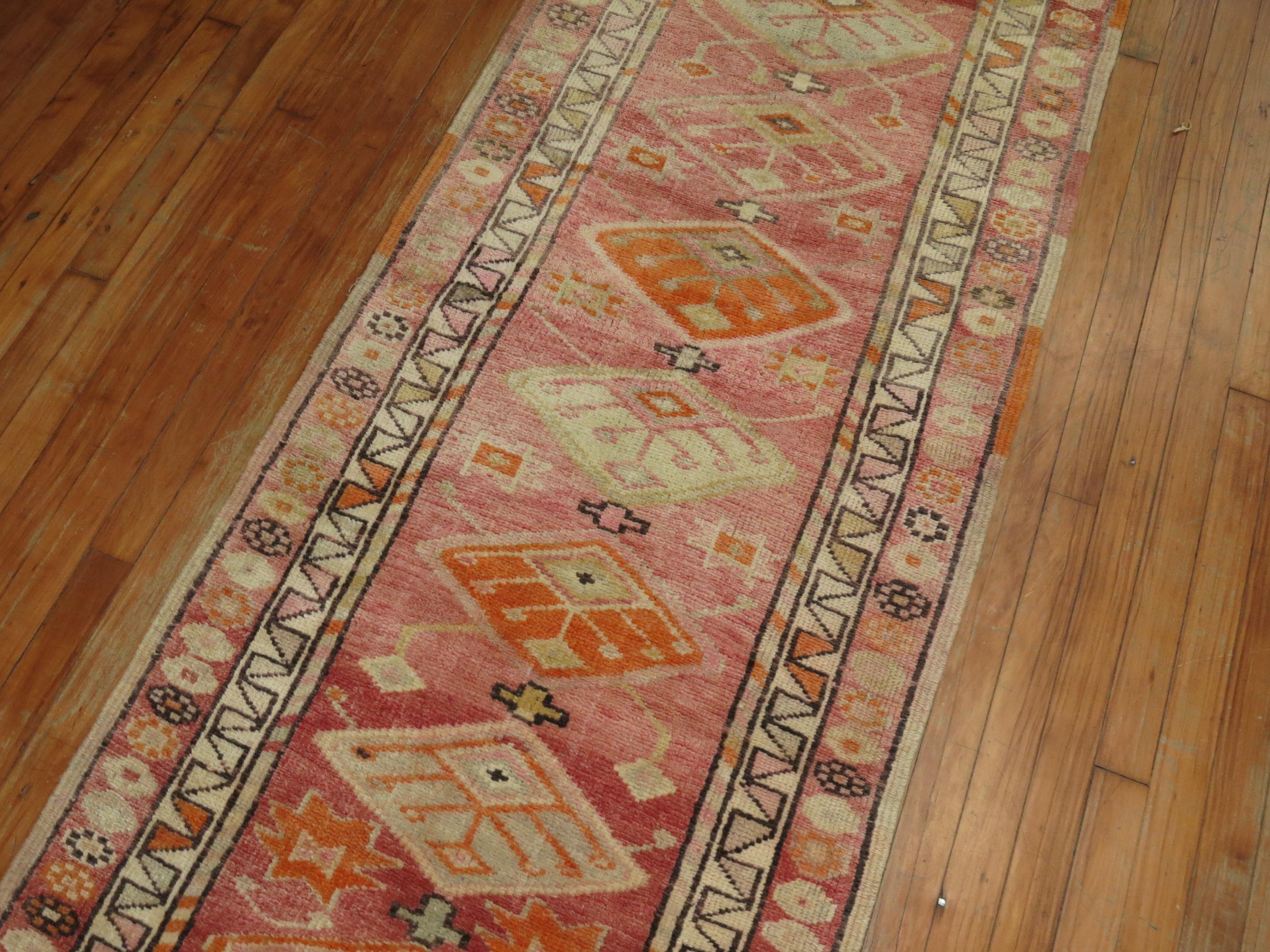 Industrial Pink Long and Narrow Turkish Runner