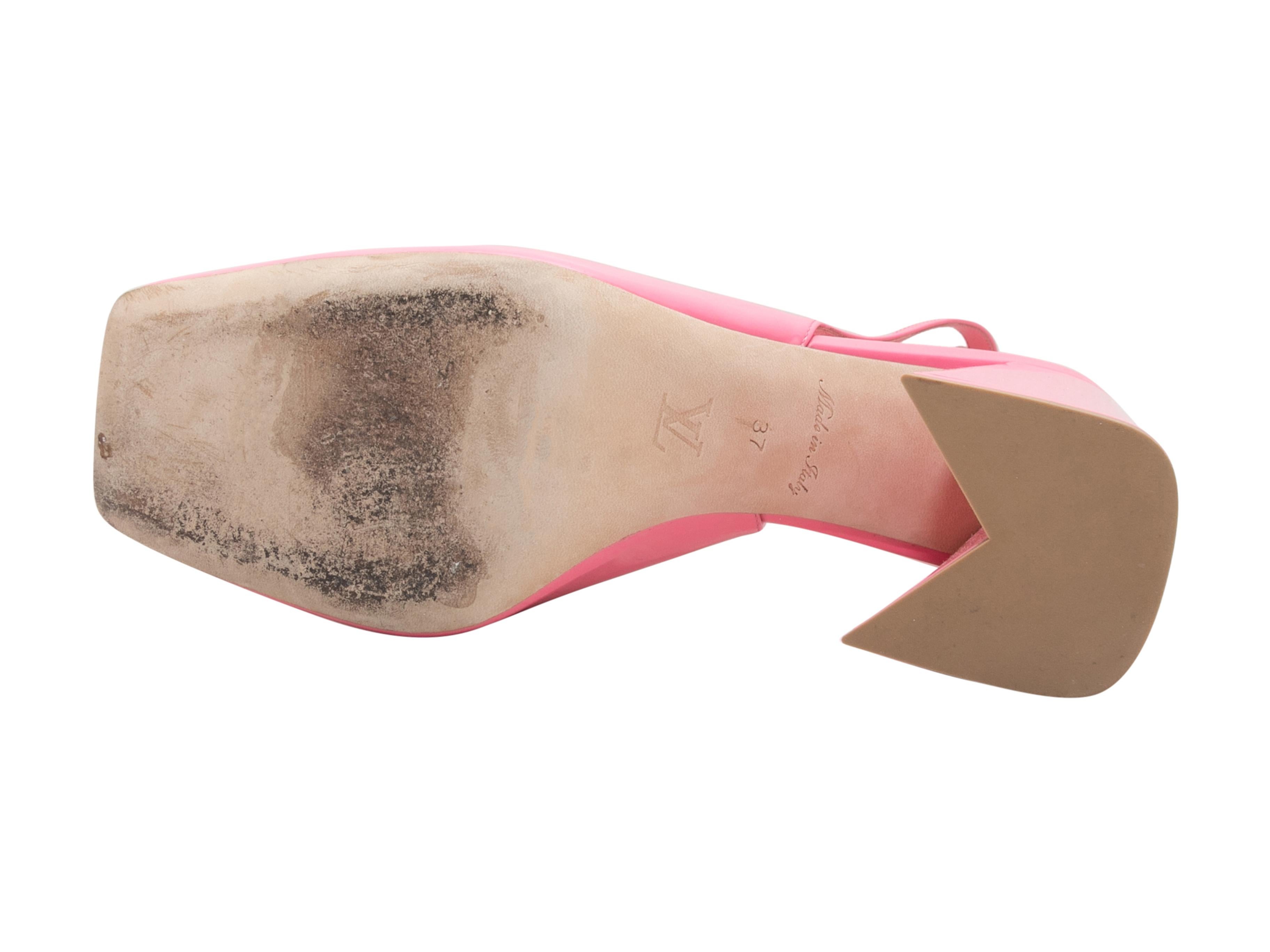 Pink Louis Vuitton Square-Toe Logo Slingback Pumps Size 37 For Sale 1