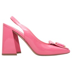 Pink Louis Vuitton Square-Toe Logo Slingback Pumps Size 37