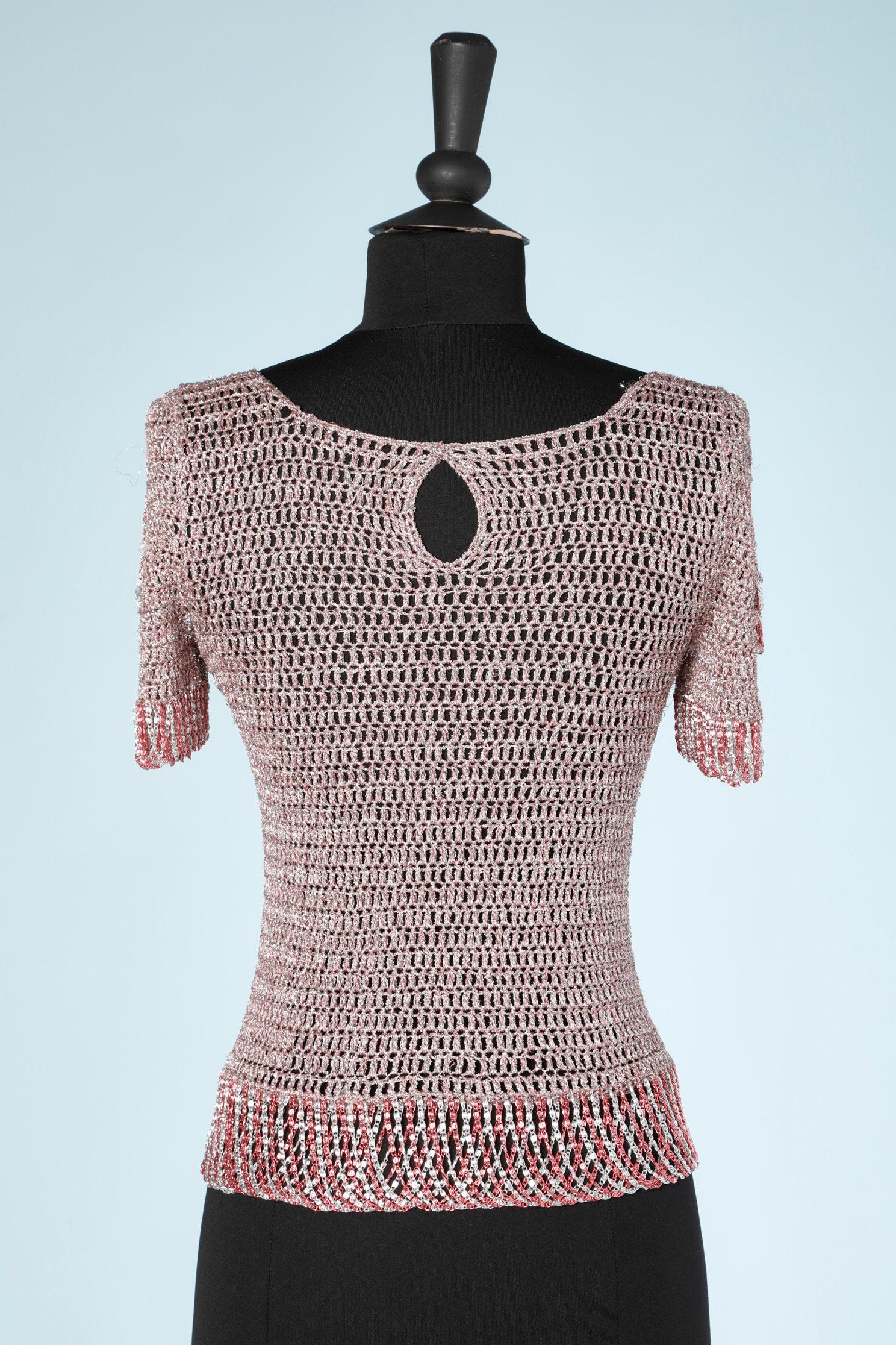 Women's Pink lurex knit & chain top Loris Azzaro 