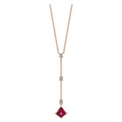 Pink Malaya Garnet & Diamond 18K Rose Gold Drop Necklace