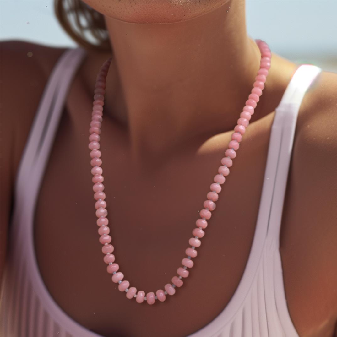 Collar de jade malayo rosa -por la Casa Bombyx en venta 4