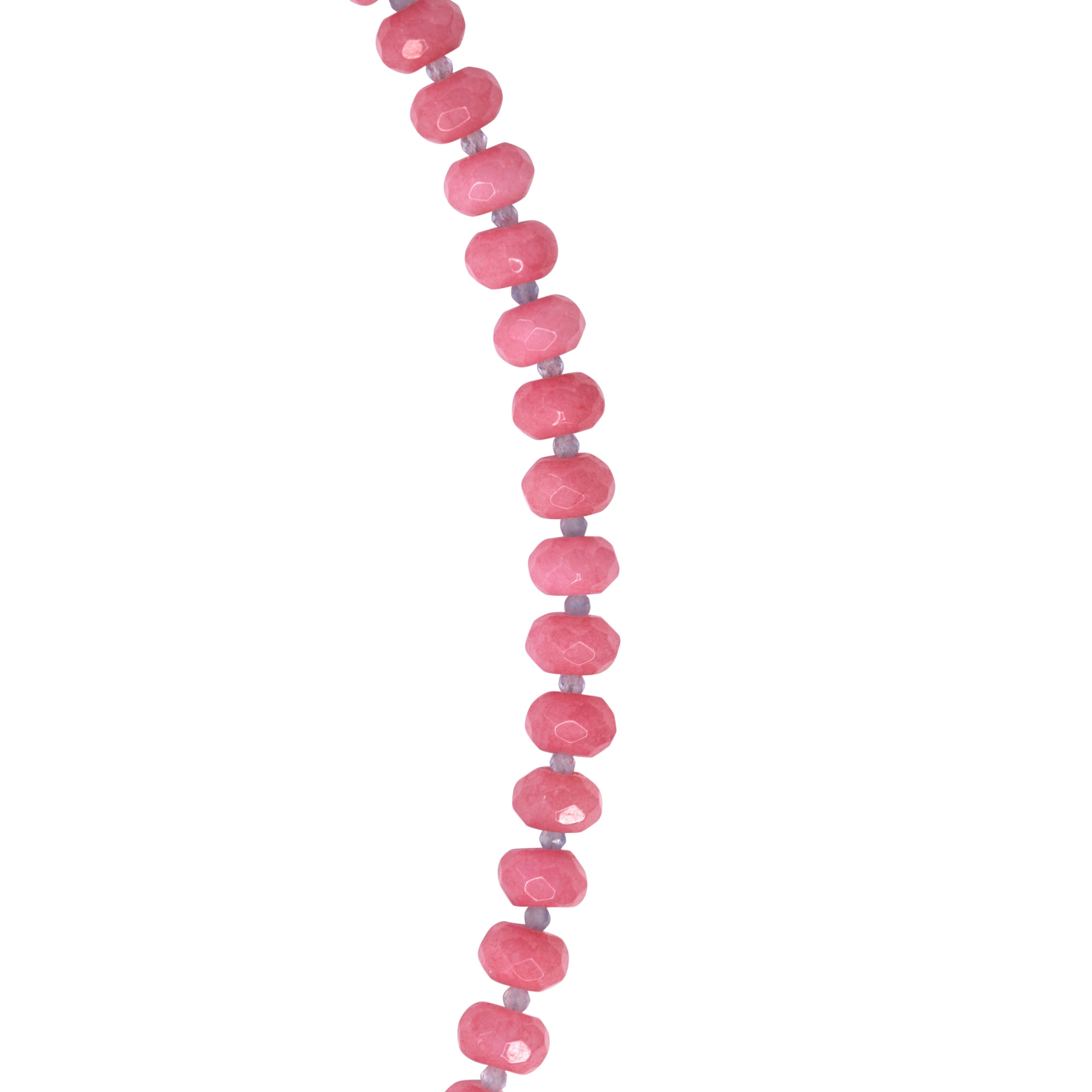 Artisan Pink Malaysian Jade Necklace -by Bombyx House For Sale