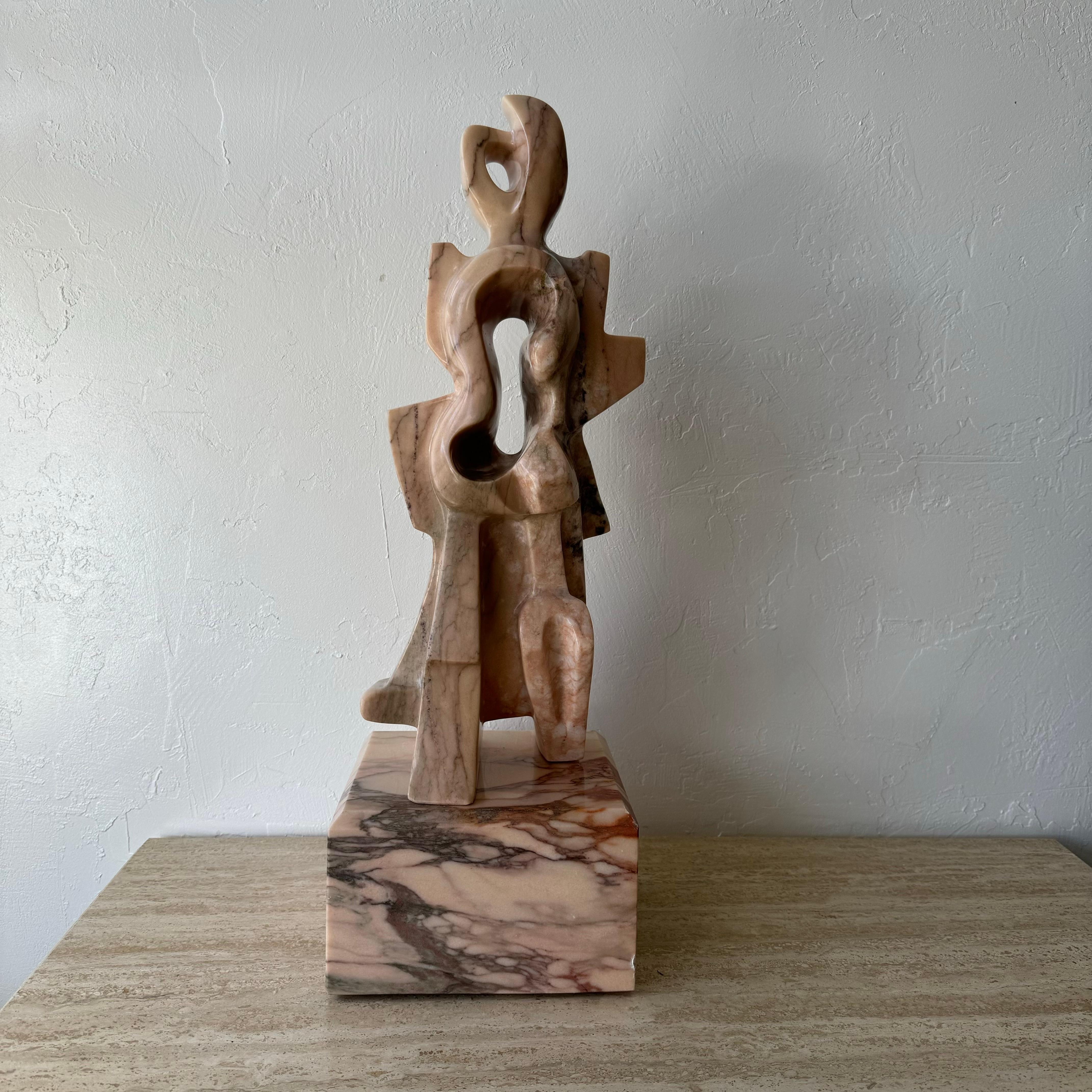 Mid-Century Modern Pink Marble Abstract Sculpture
