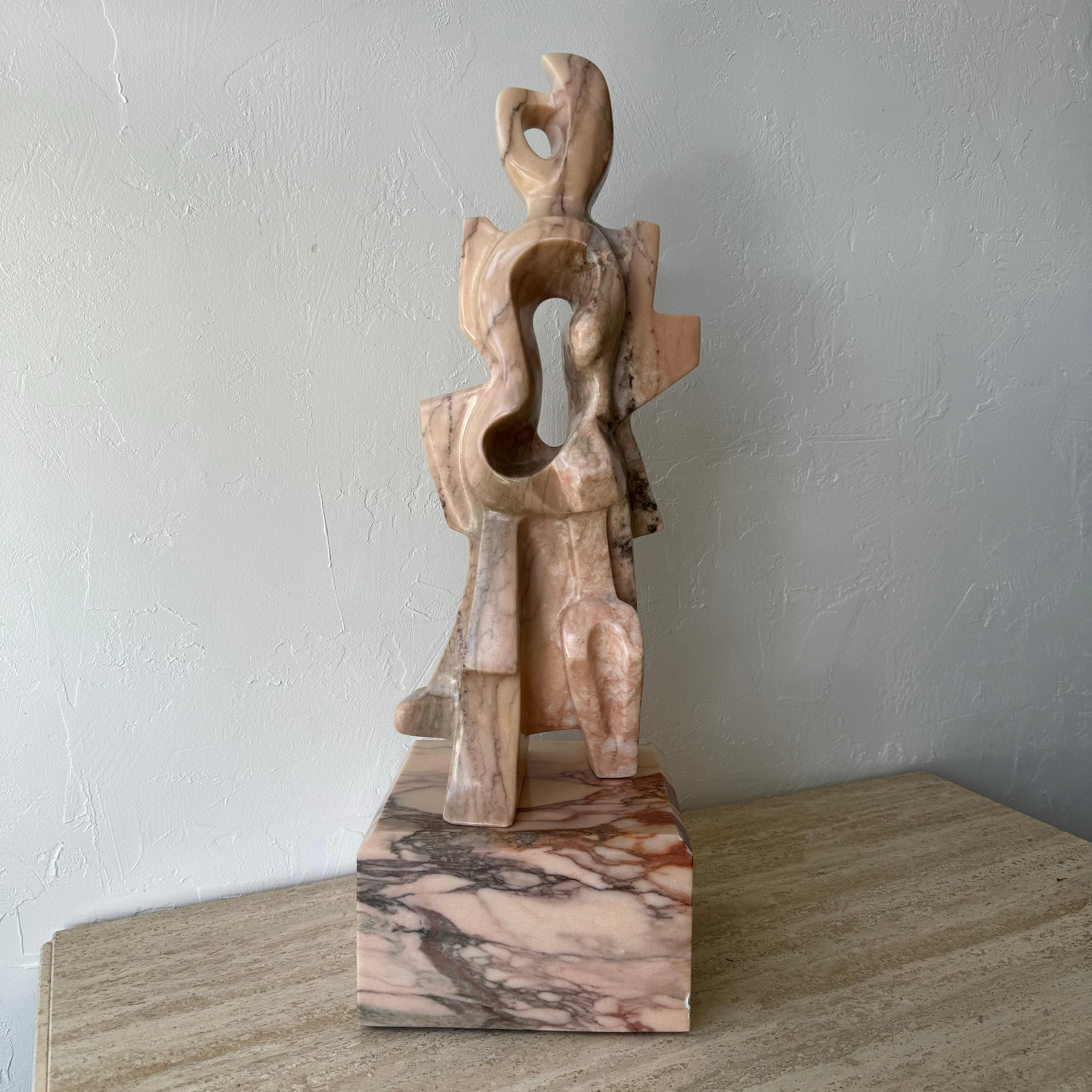 American Pink Marble Abstract Sculpture