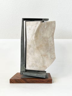 Pink Marble and Age Bronze Abstract Sculpture