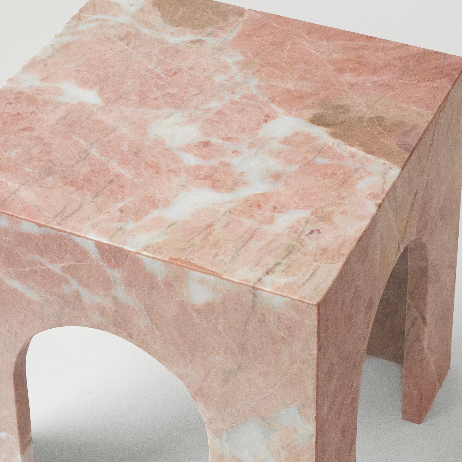 Dutch Pink Marble Arch Side Table For Sale