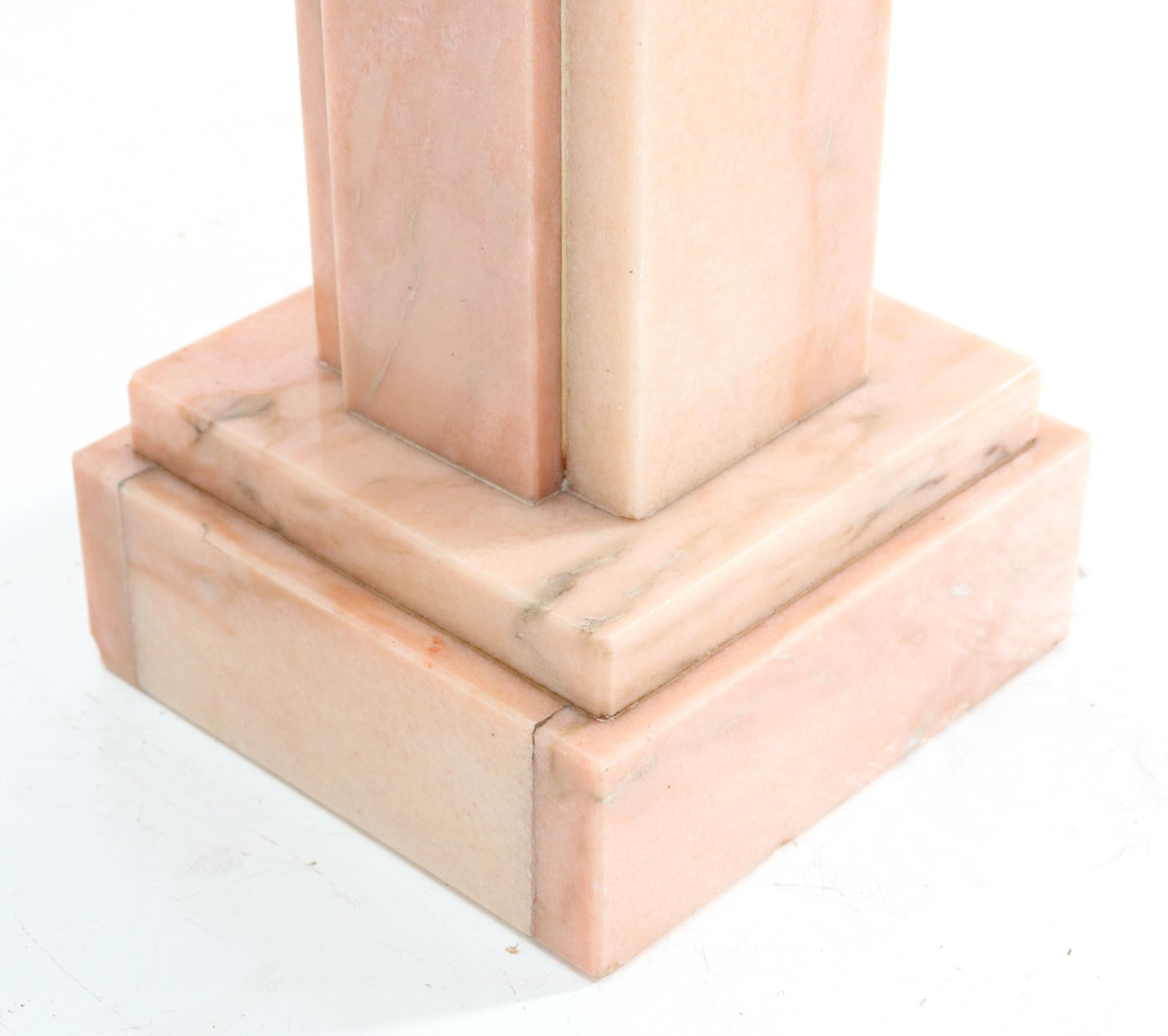 Mid-20th Century Pink Marble Art Deco Pedestal Table, 1930s