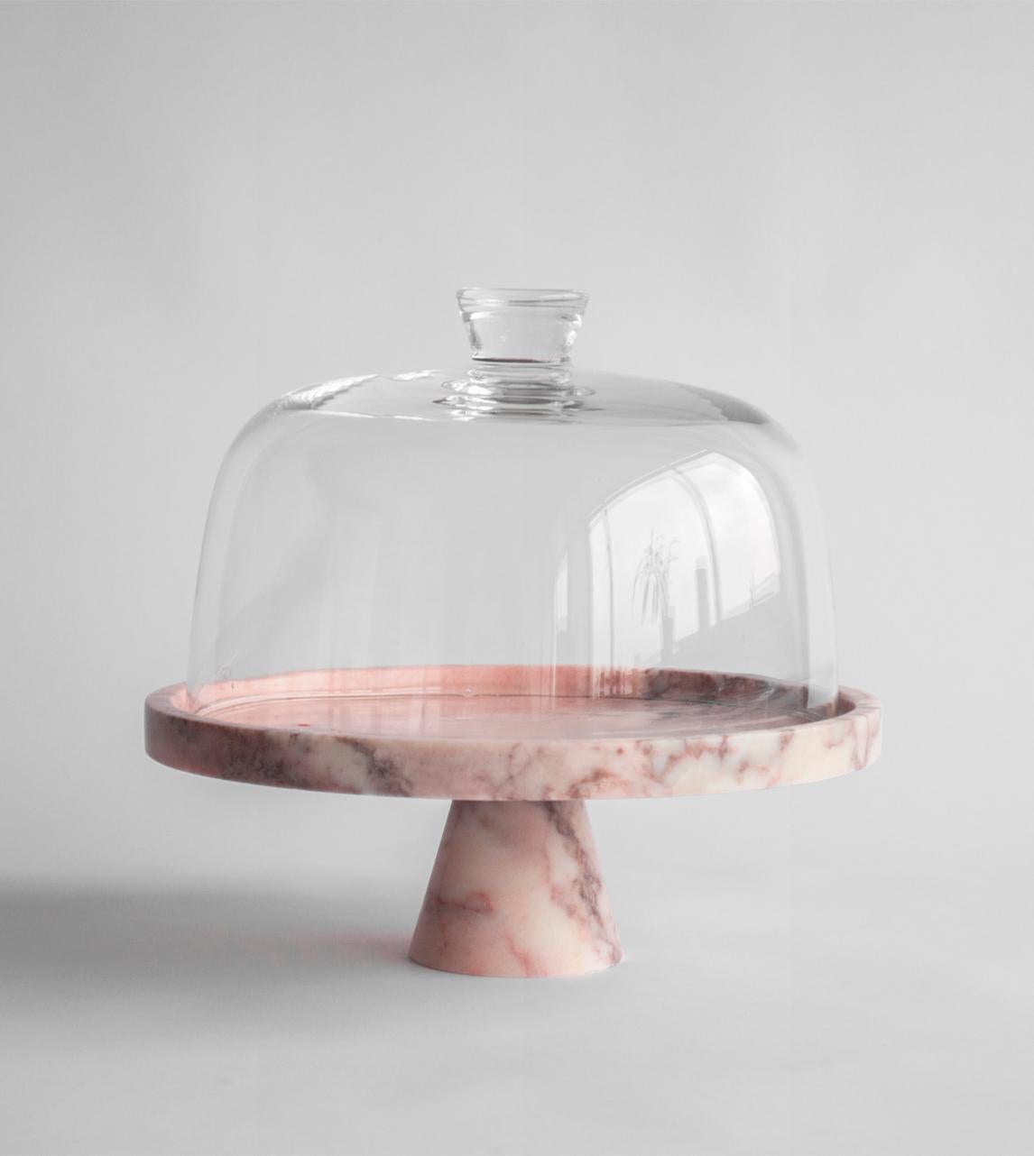 Kuchenständer aus rosa Marmor (Moderne) im Angebot