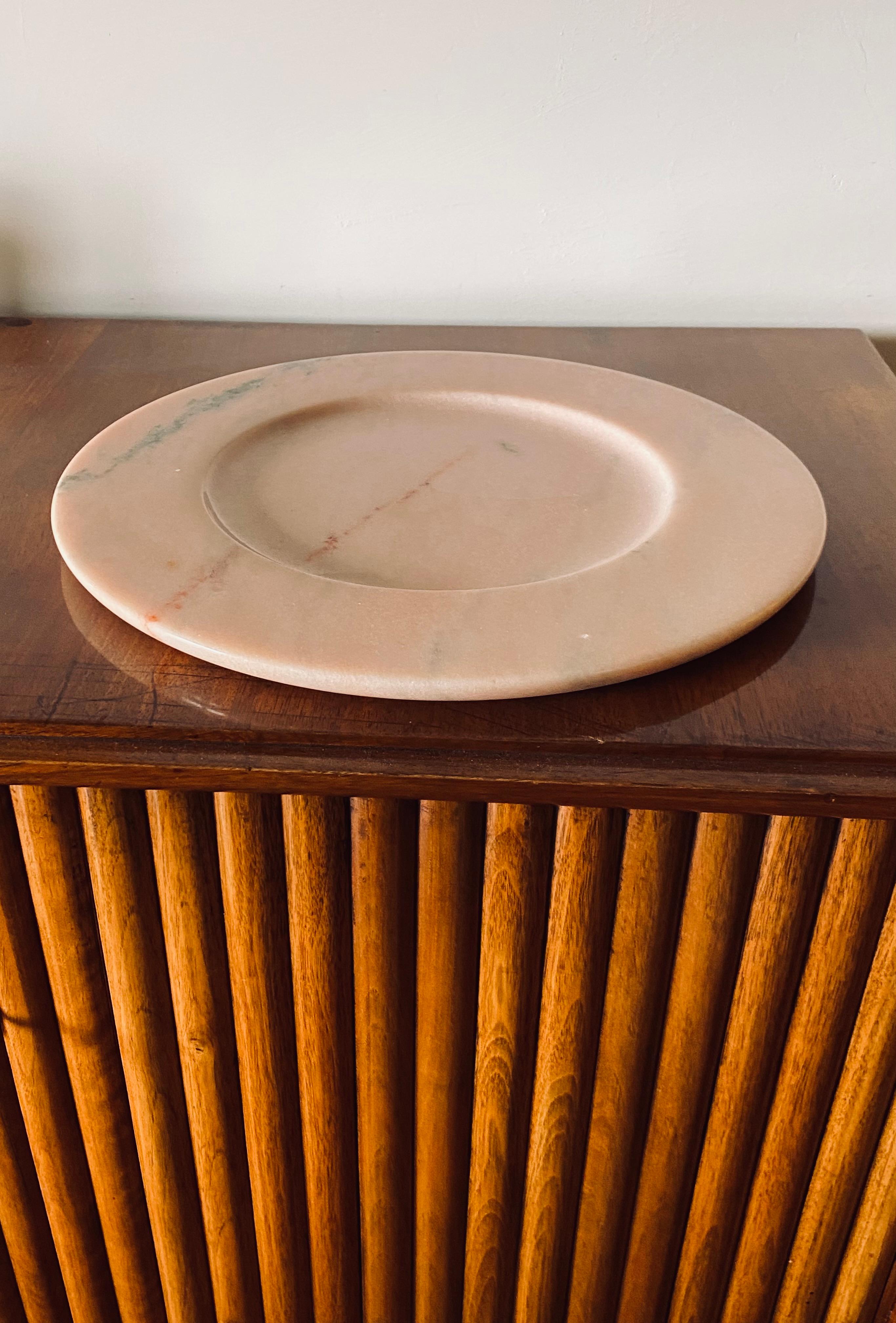 Hollywood Regency Pink Marble Centerpiece / Tray, Up&Up Italy, 1970s For Sale