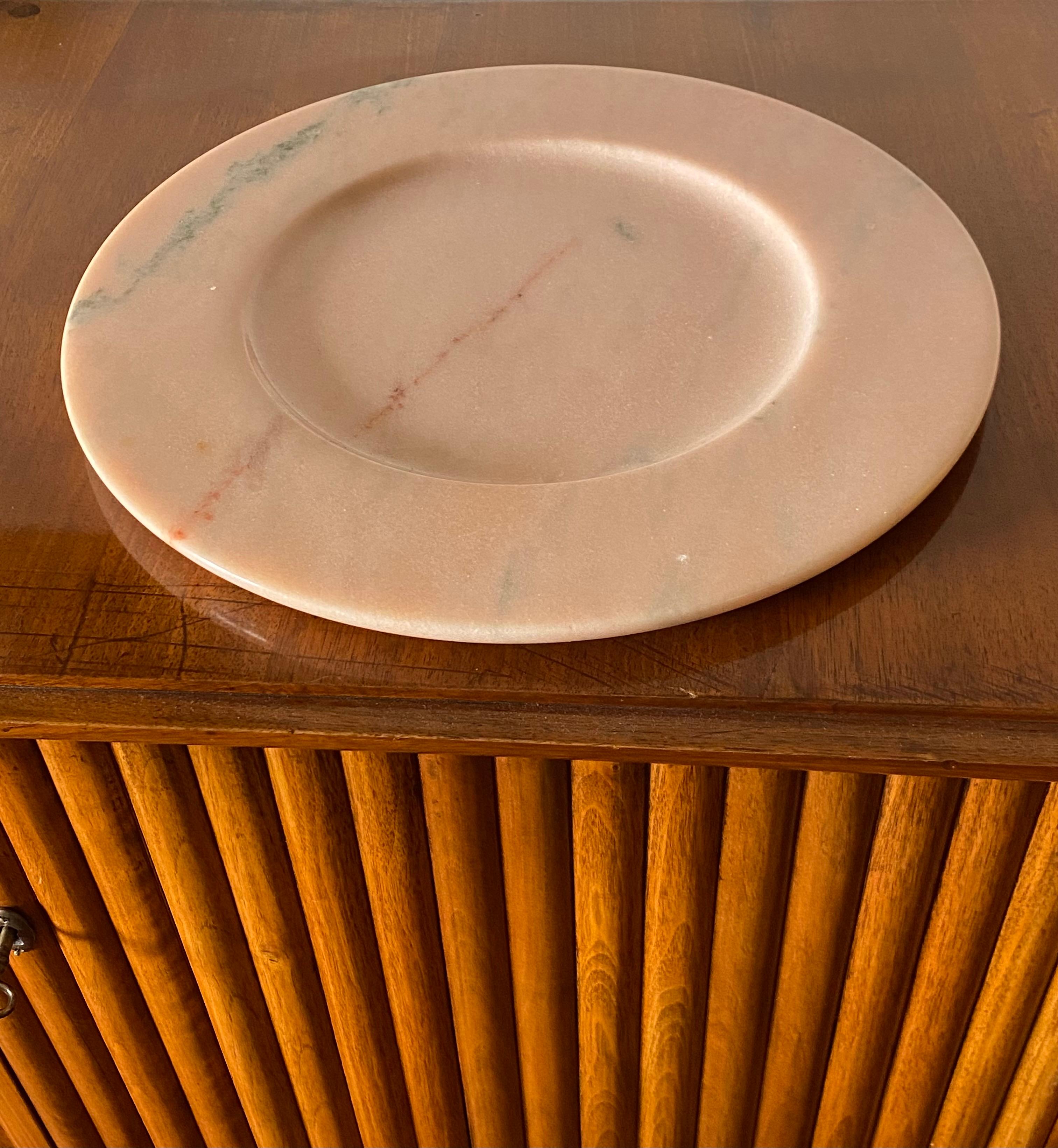Italian Pink Marble Centerpiece / Tray, Up&Up Italy, 1970s For Sale