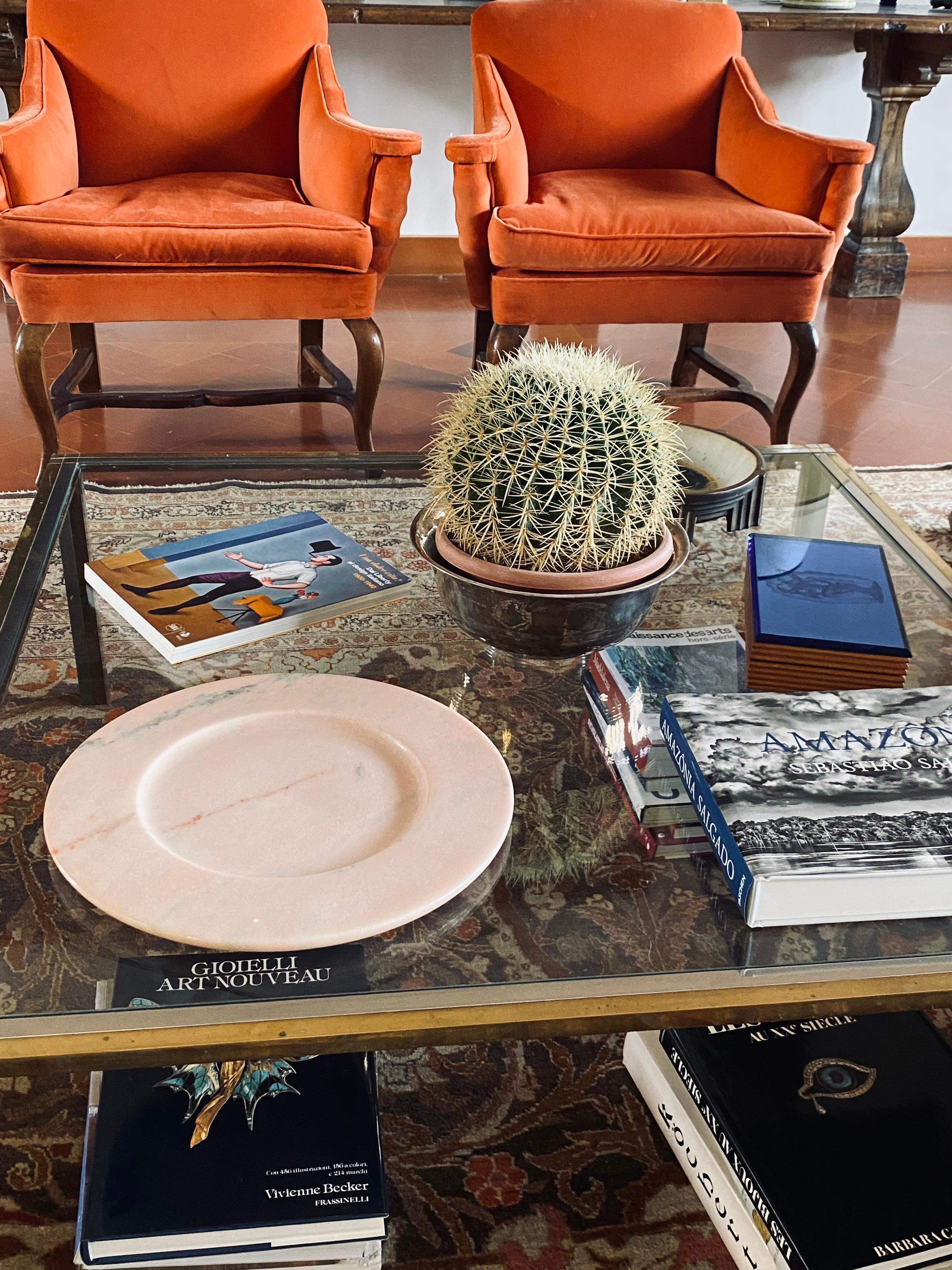 Pink Marble Centerpiece / Tray, Up&Up Italy, 1970s In Excellent Condition For Sale In Firenze, IT