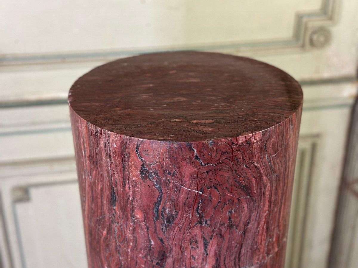 French Pink Marble Column On A White Carrara Base Circa 1880 For Sale