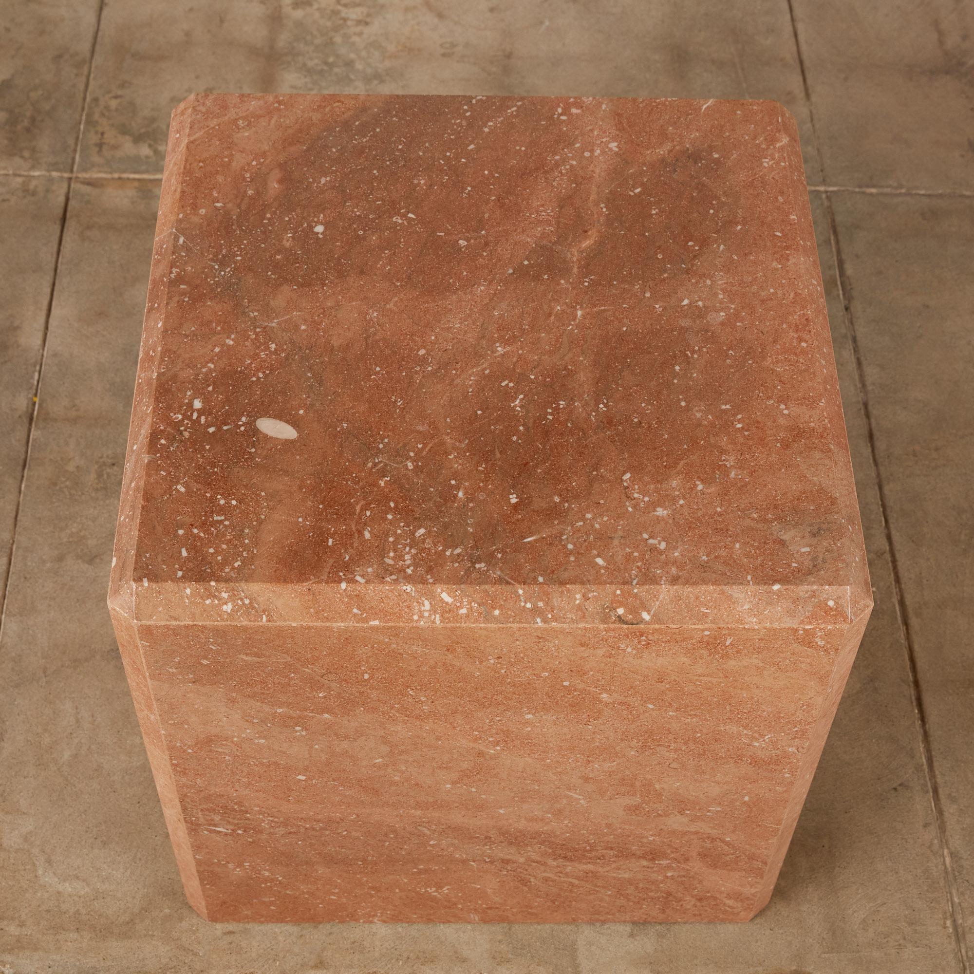 20th Century Pink Marble Cube Side Table