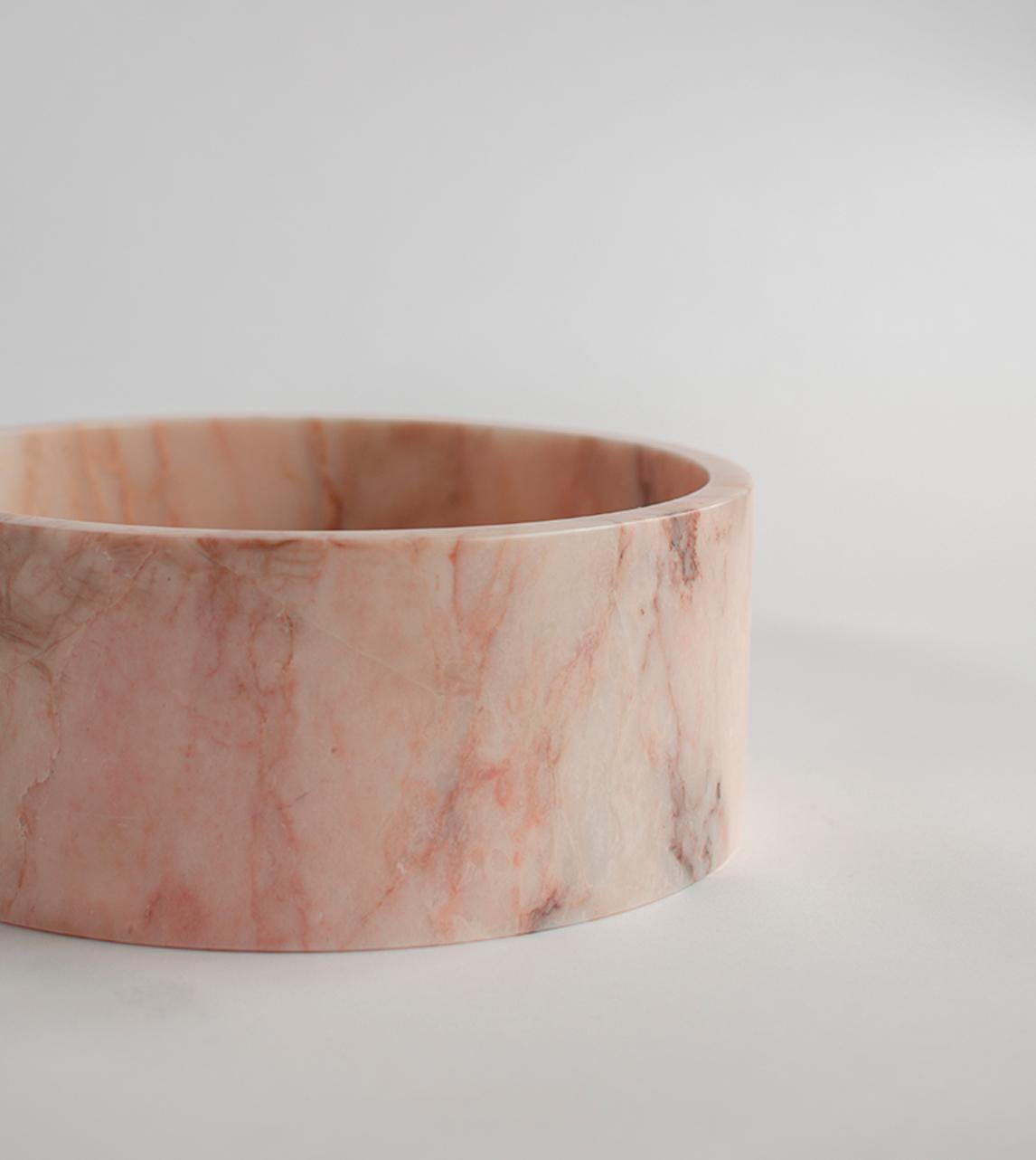 Turkish Pink Marble Cylinder Bowl