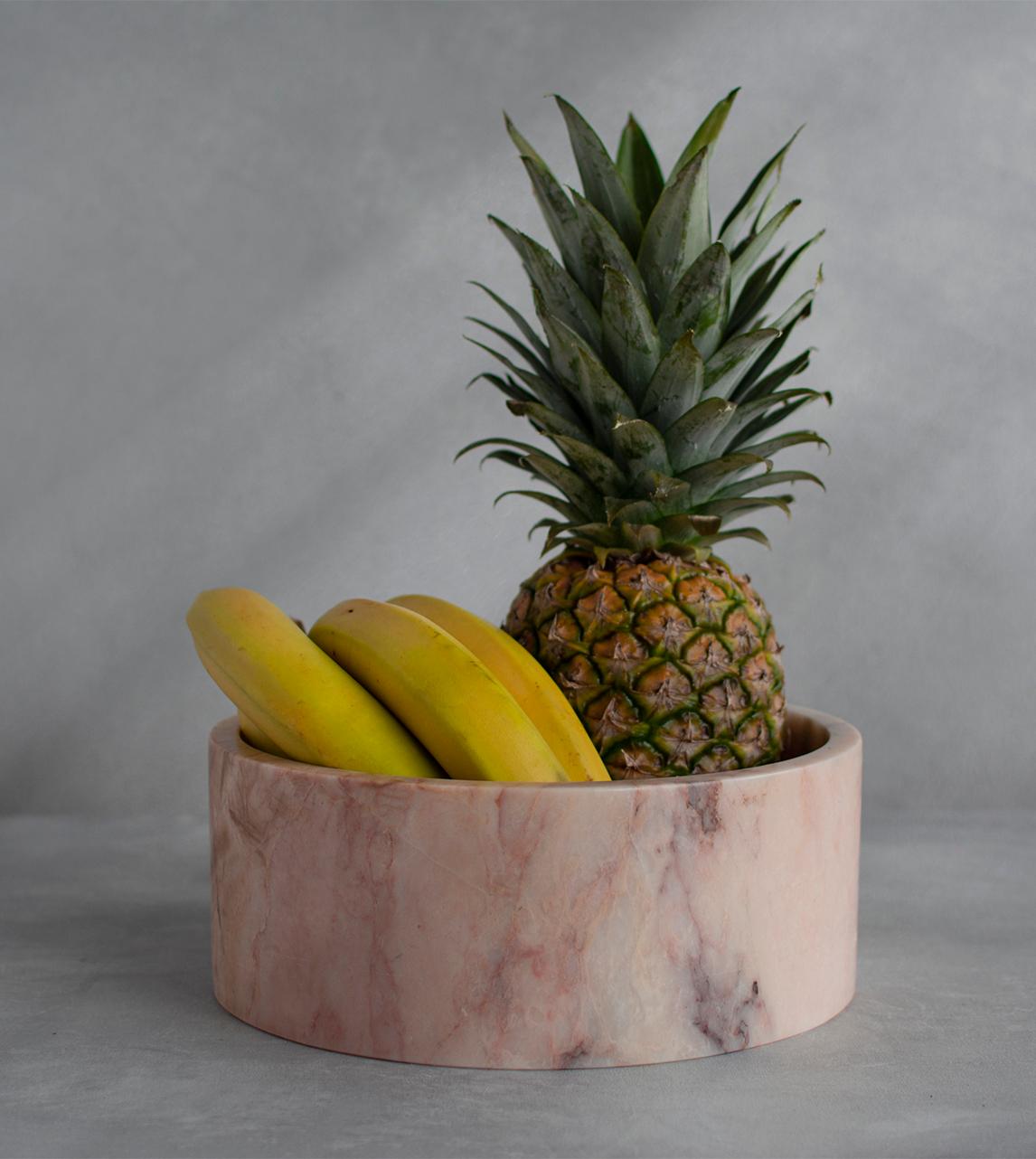 Hand-Crafted Pink Marble Cylinder Bowl