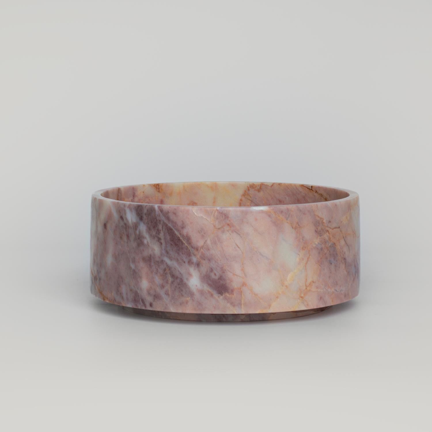 Contemporary Pink Marble Cylinder Bowl For Sale