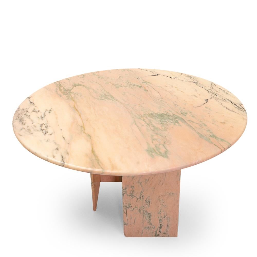 Mid-Century Modern Pink Marble Dining Table, 1980s