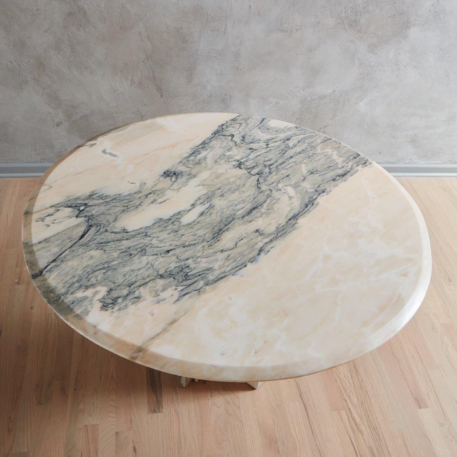 Pink Marble Dining Table With Tiered Base, France 1970s 10