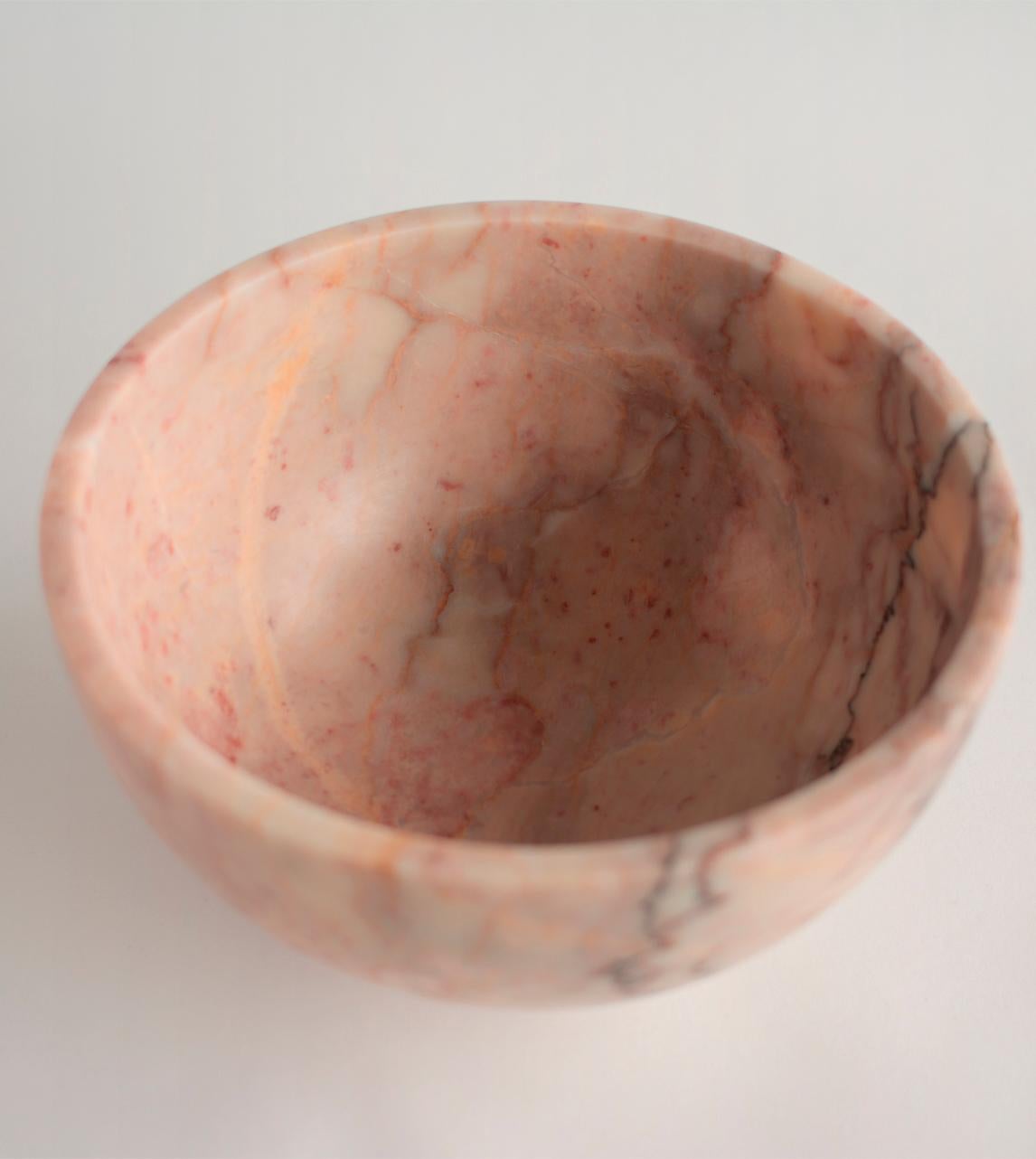 Modern Pink Marble Fruit Bowl For Sale