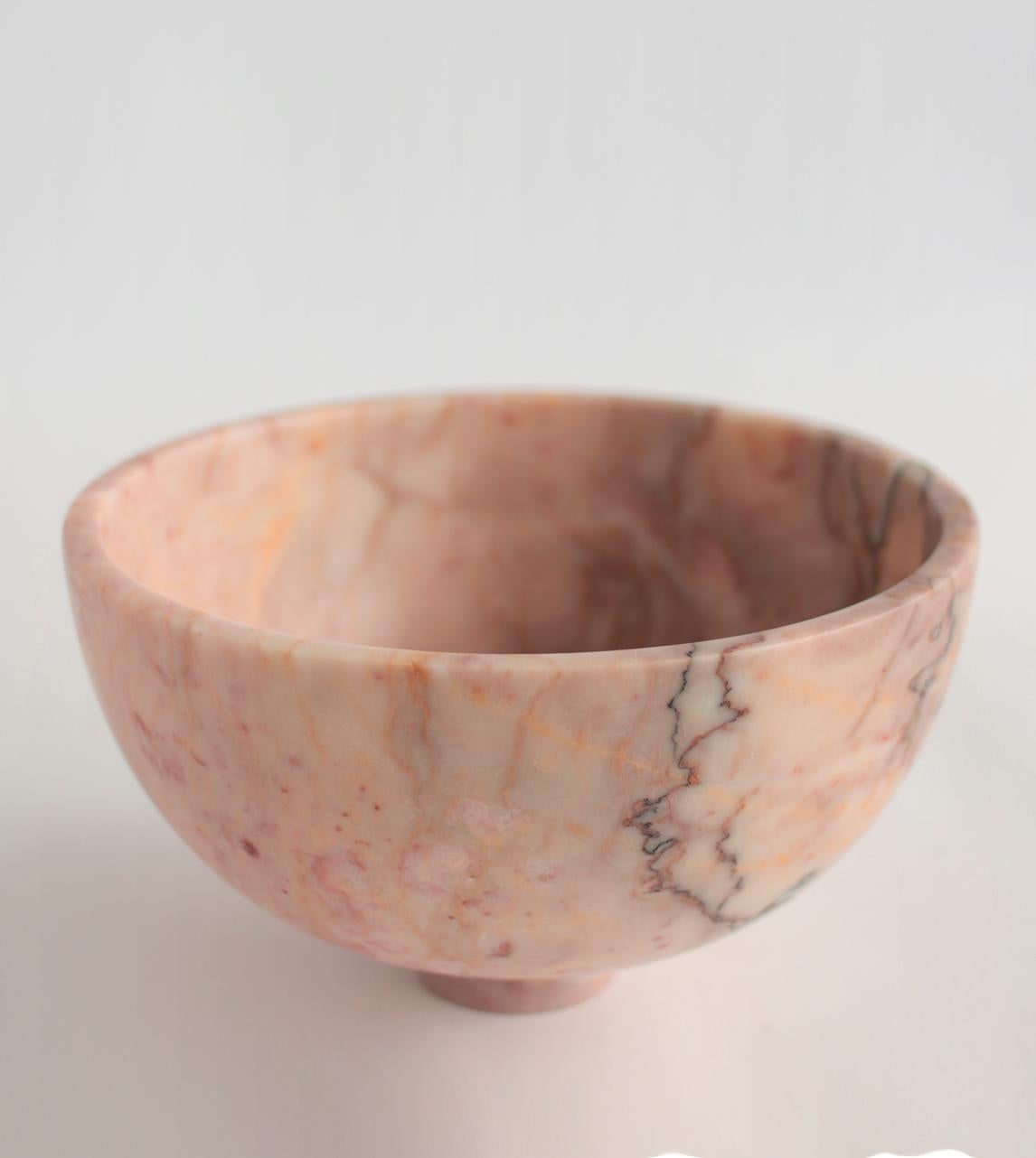 Turkish Pink Marble Fruit Bowl For Sale