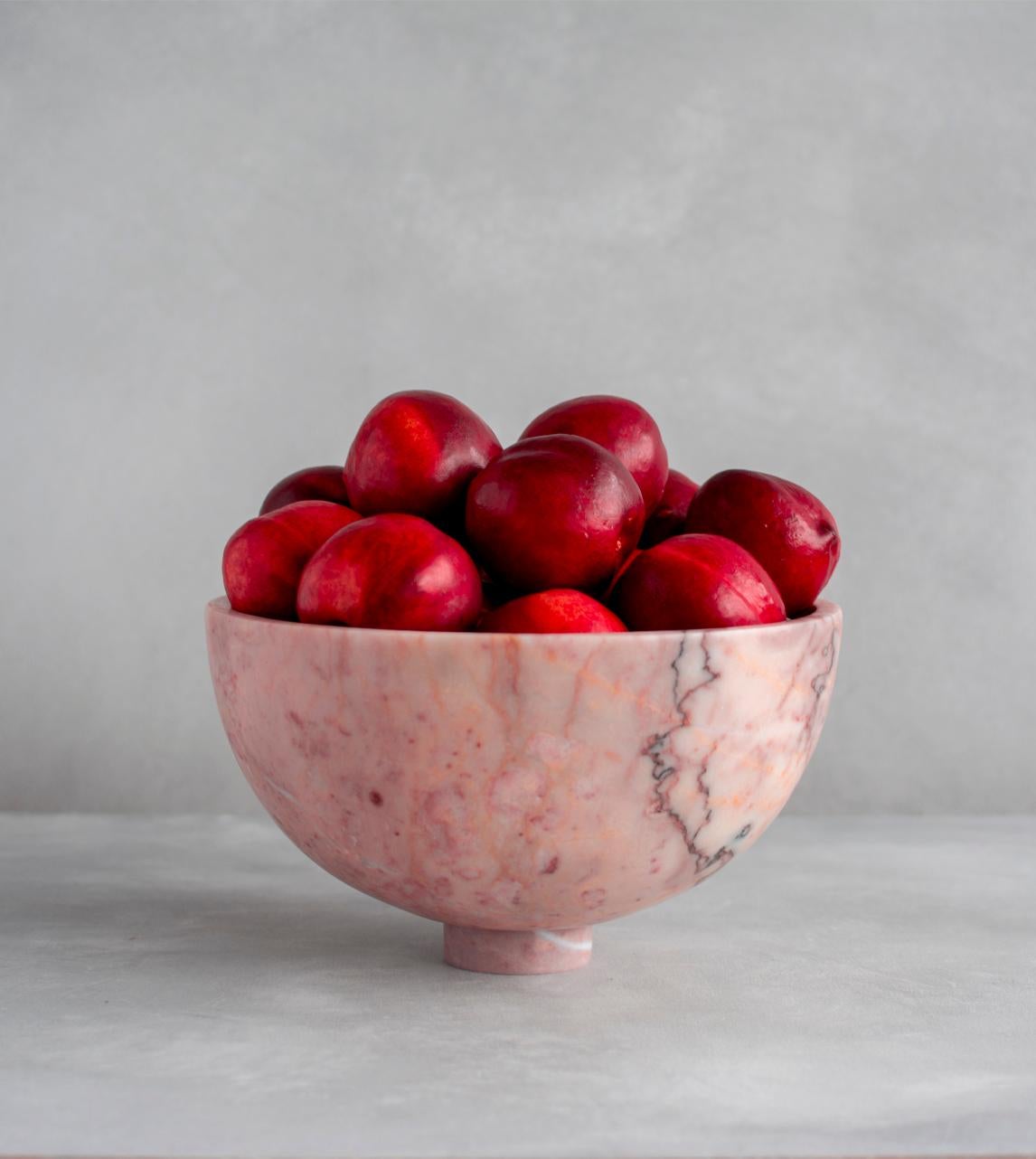 Hand-Crafted Pink Marble Fruit Bowl For Sale