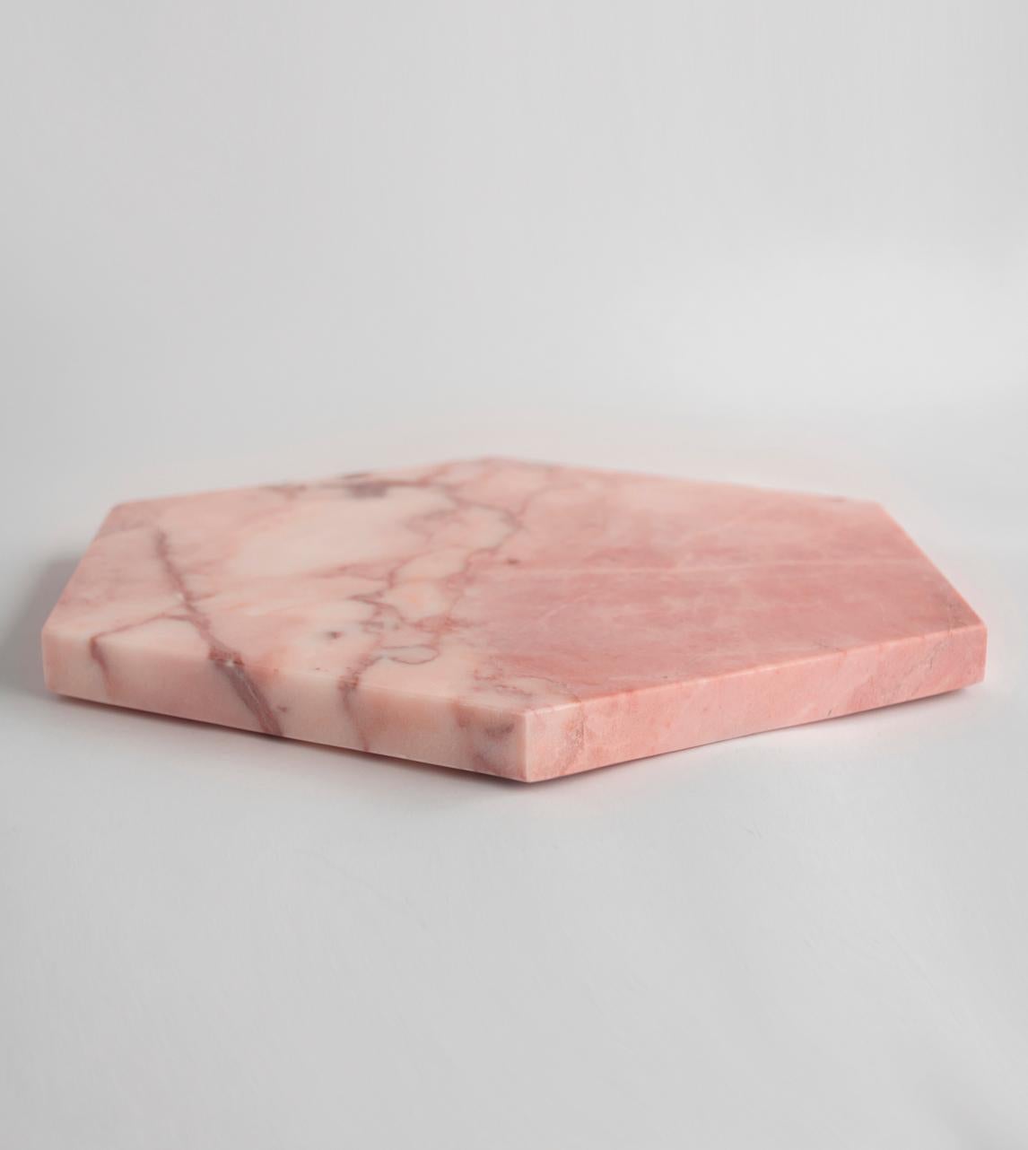 Modern Pink Marble Hexagon Platter For Sale