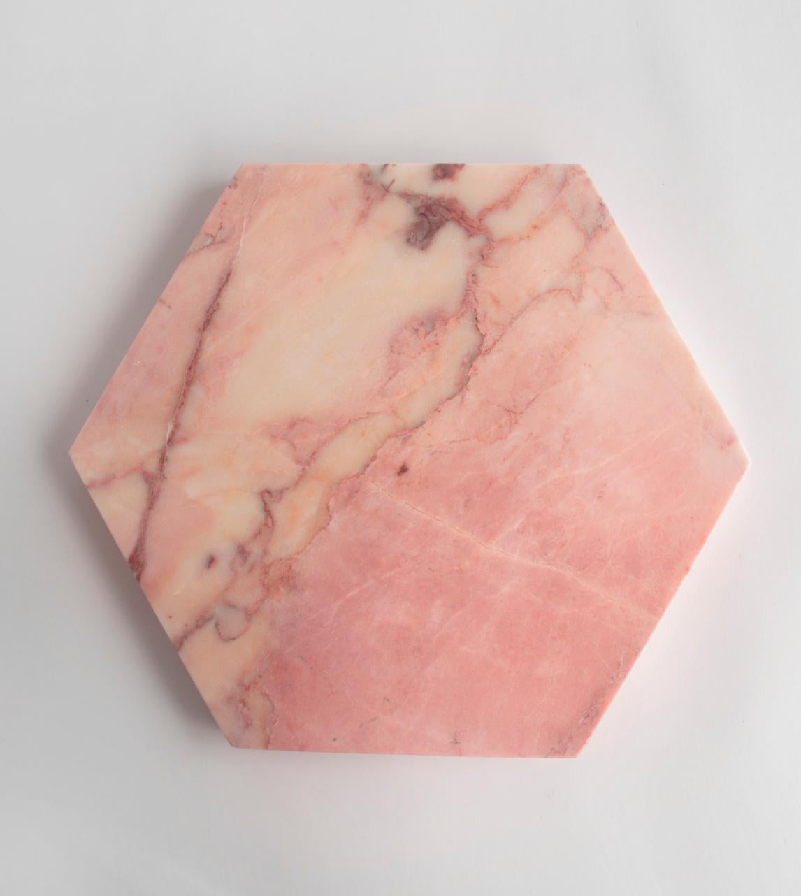 Turkish Pink Marble Hexagon Platter For Sale