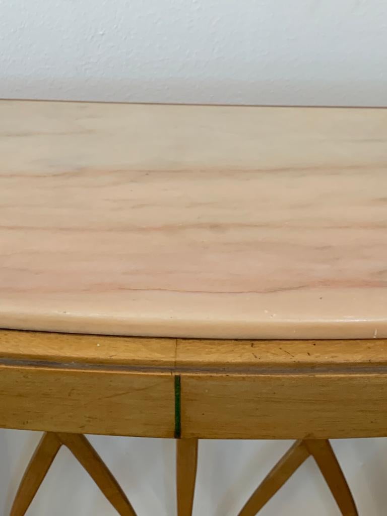 Pink Marble & Maple Console attributed to Paolo Buffa, 1940s 4