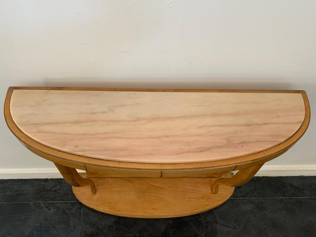 Pink Marble & Maple Console attributed to Paolo Buffa, 1940s 8
