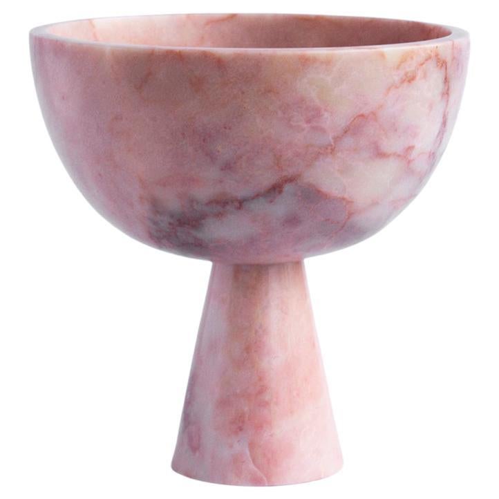 Pink Marble Pedestal Bowl Large For Sale
