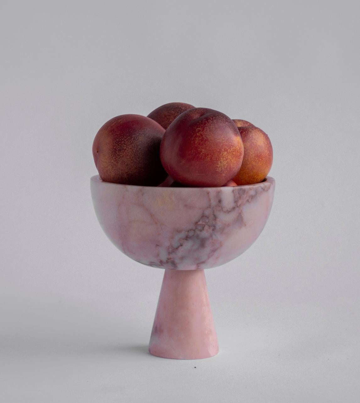 Modern Pink Marble Pedestal Bowl Medium For Sale