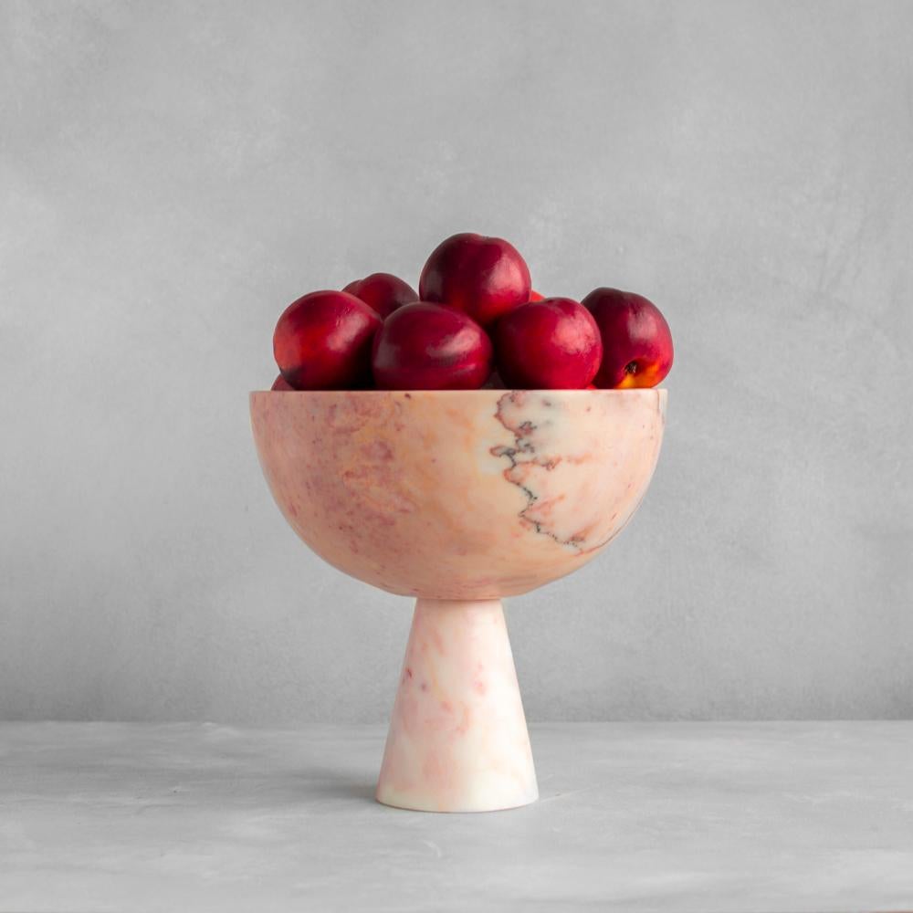 Dutch Pink Marble Pedestal Bowl XL For Sale