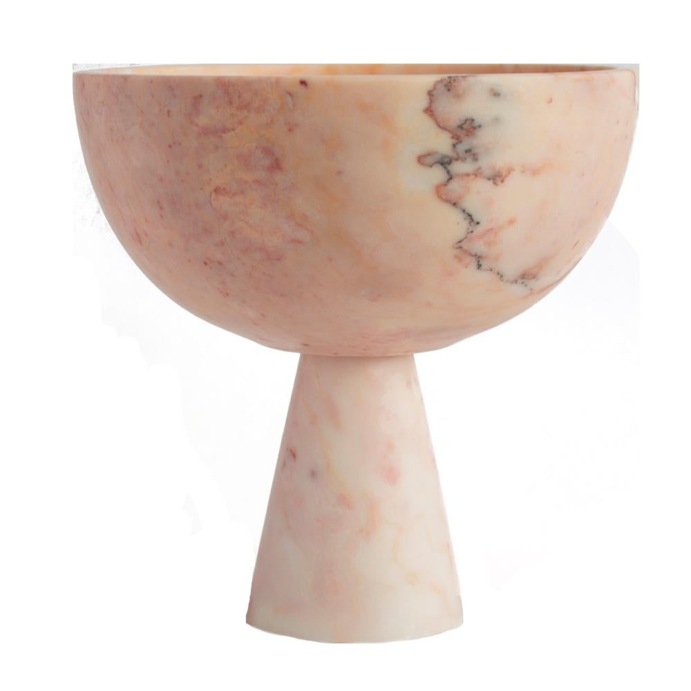 Hand-Crafted Pink Marble Pedestal Bowl XL