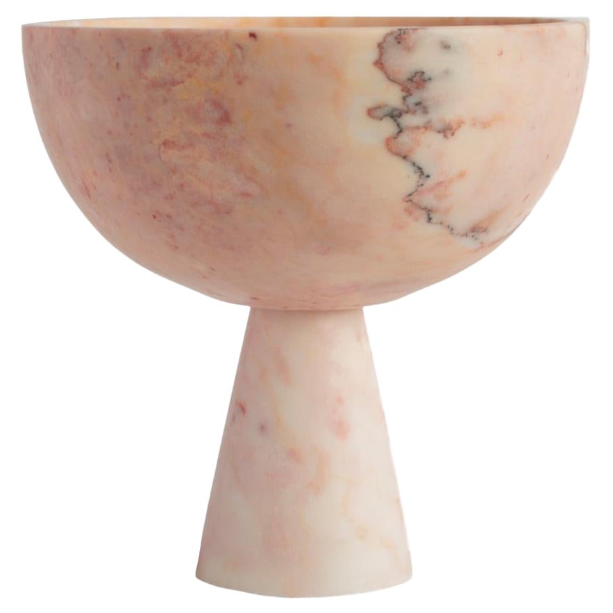 Pink Marble Pedestal Bowl XL For Sale