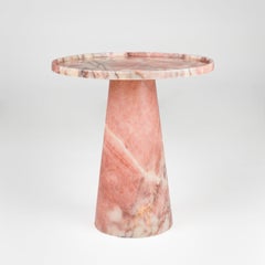 Pink Marble Pedestal Cone Side Table