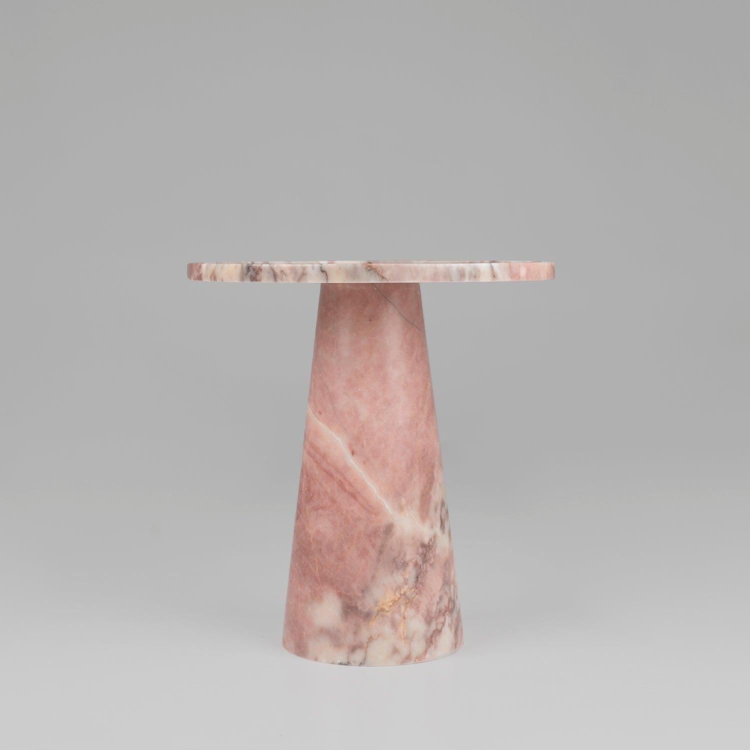 Modern Pink Marble Pedestal Side Table For Sale