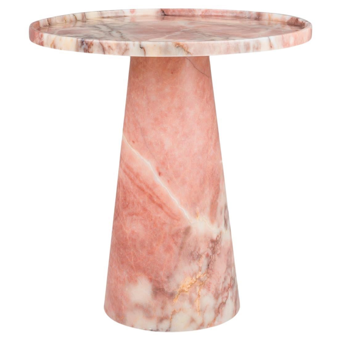 Pink Marble Pedestal Side Table