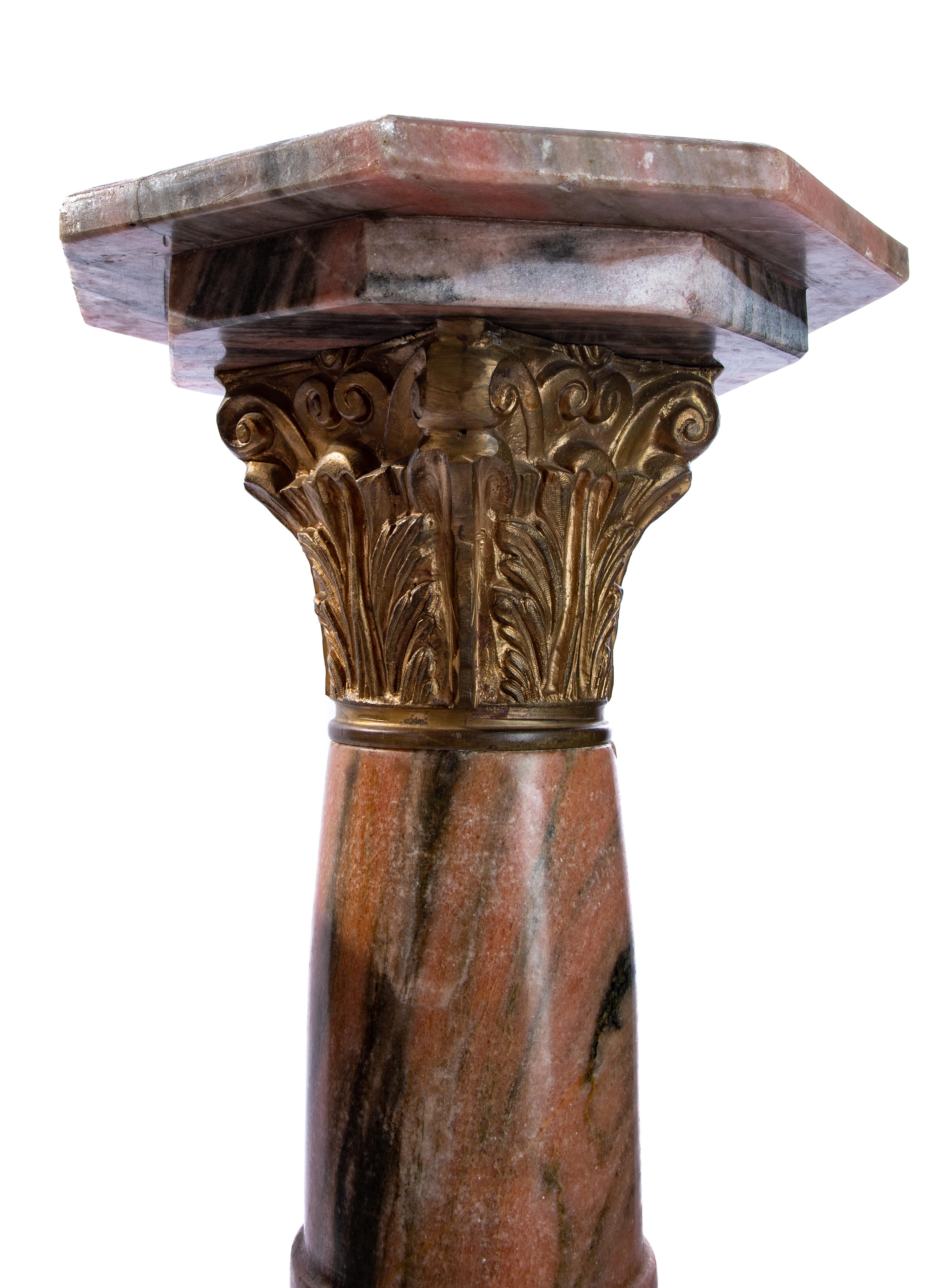 Italian Pink Marble Pedestals For Sale