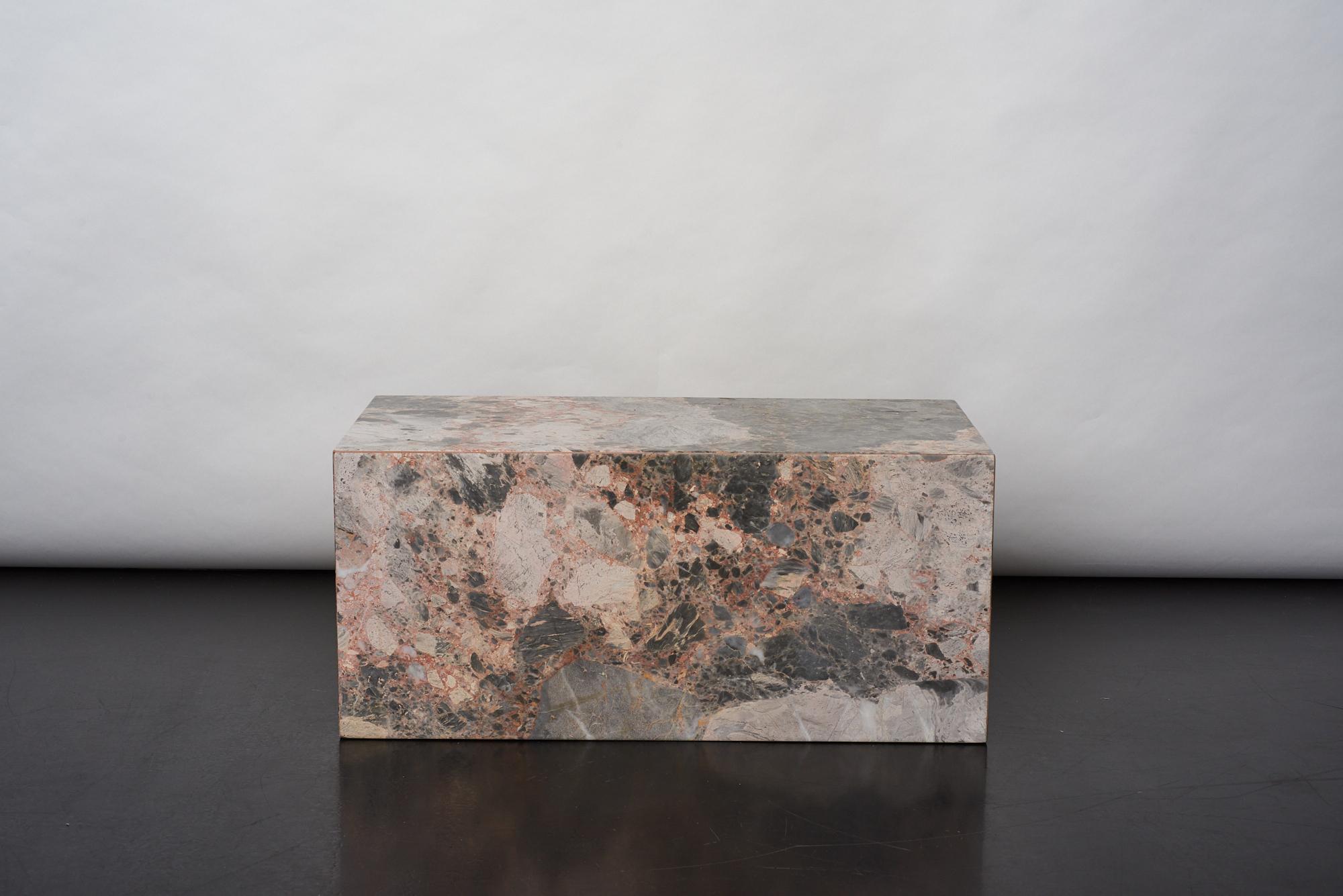 Brutalist Pink marble plinth table