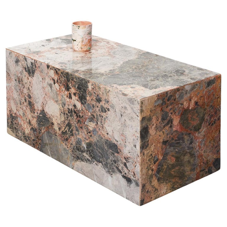 Pink marble plinth table For Sale at 1stDibs