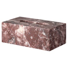 Caja de pañuelos rectangular de mármol rosa