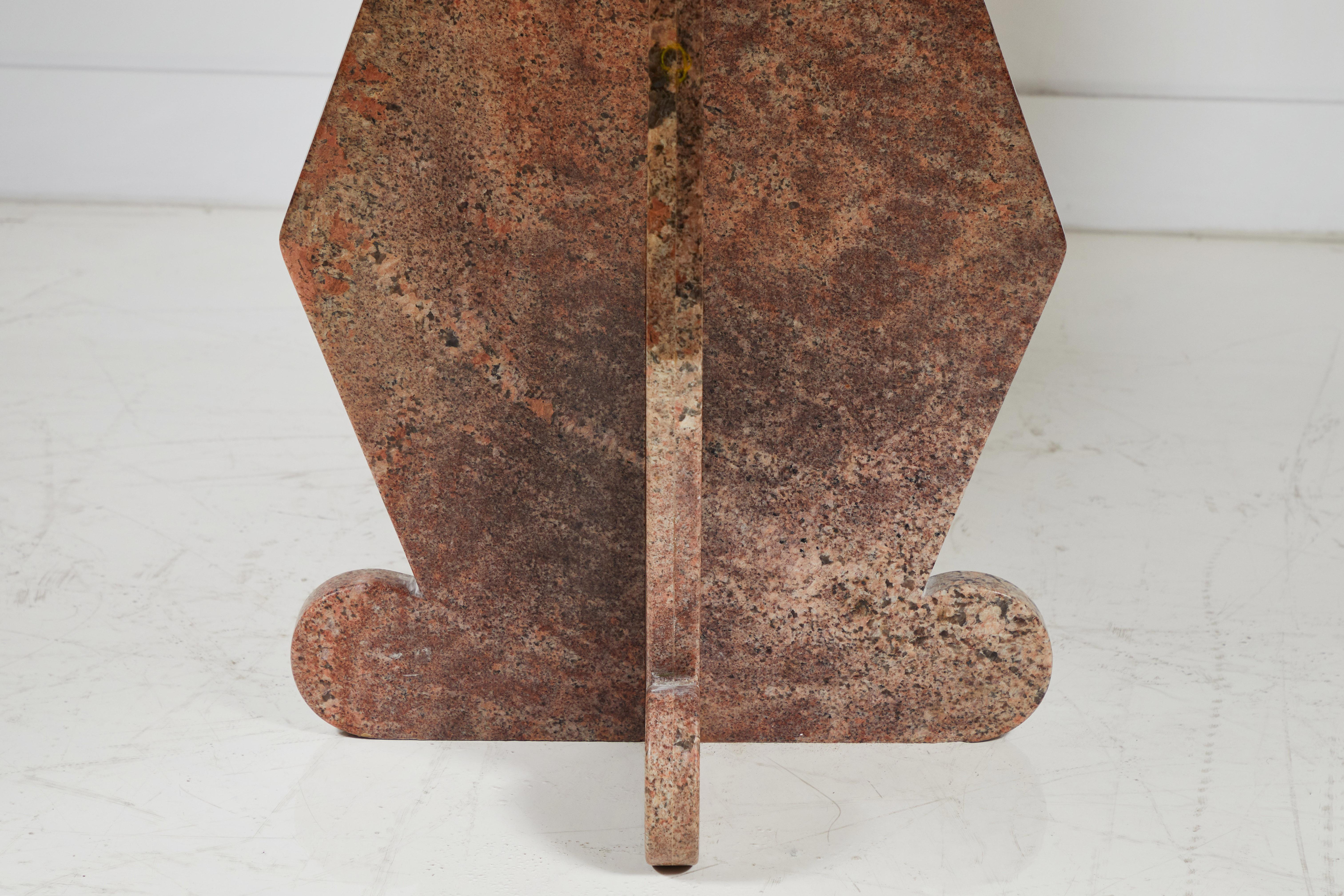 Late 20th Century Pink Marble Round Dining Table with Unique Geometric Base