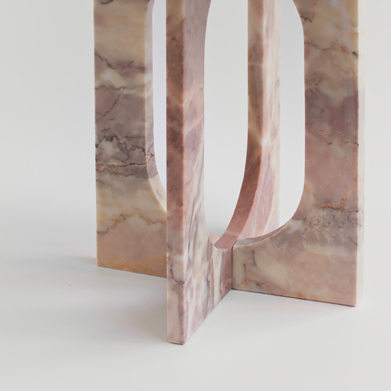 Hand-Crafted Pink Marble Side Table 'BOND