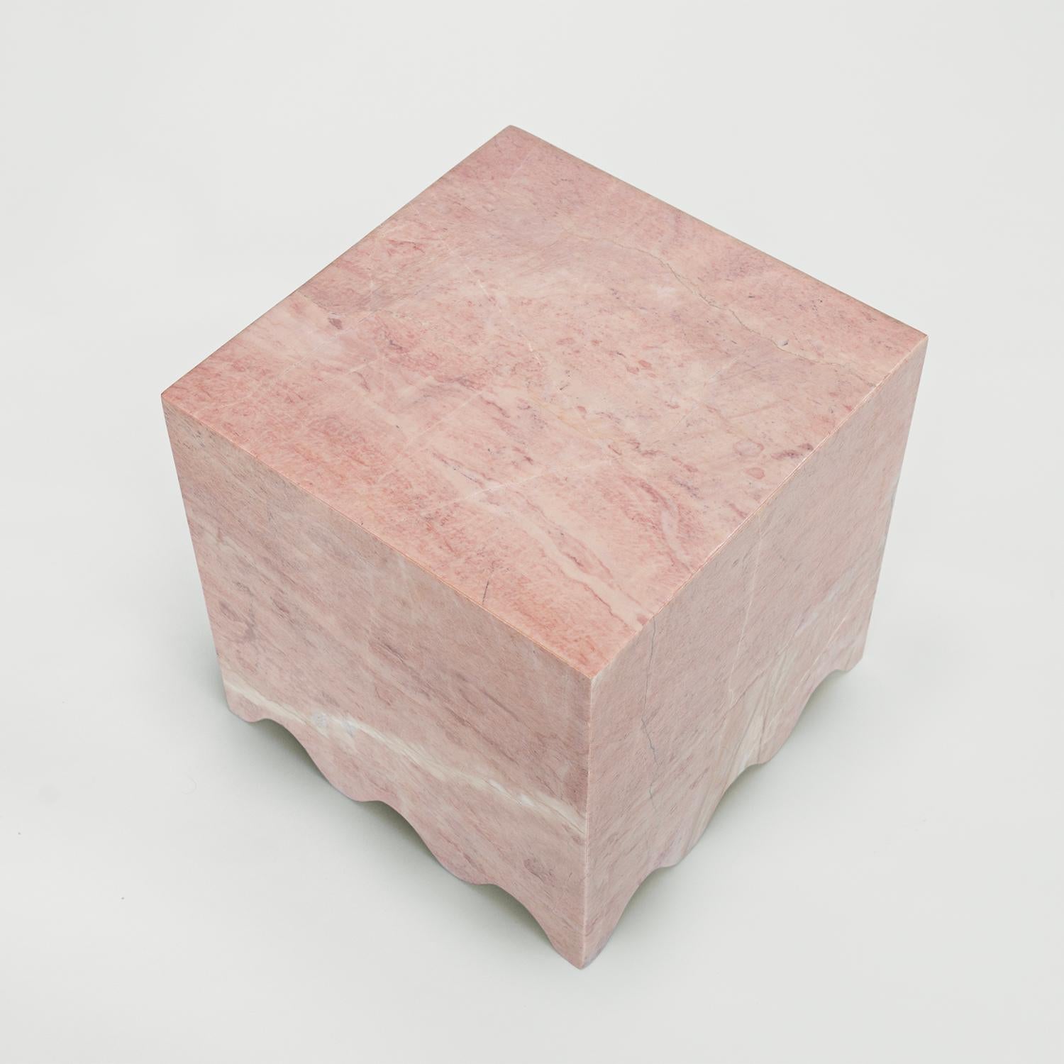 Modern Pink Marble Side Table ‘Flow’ For Sale