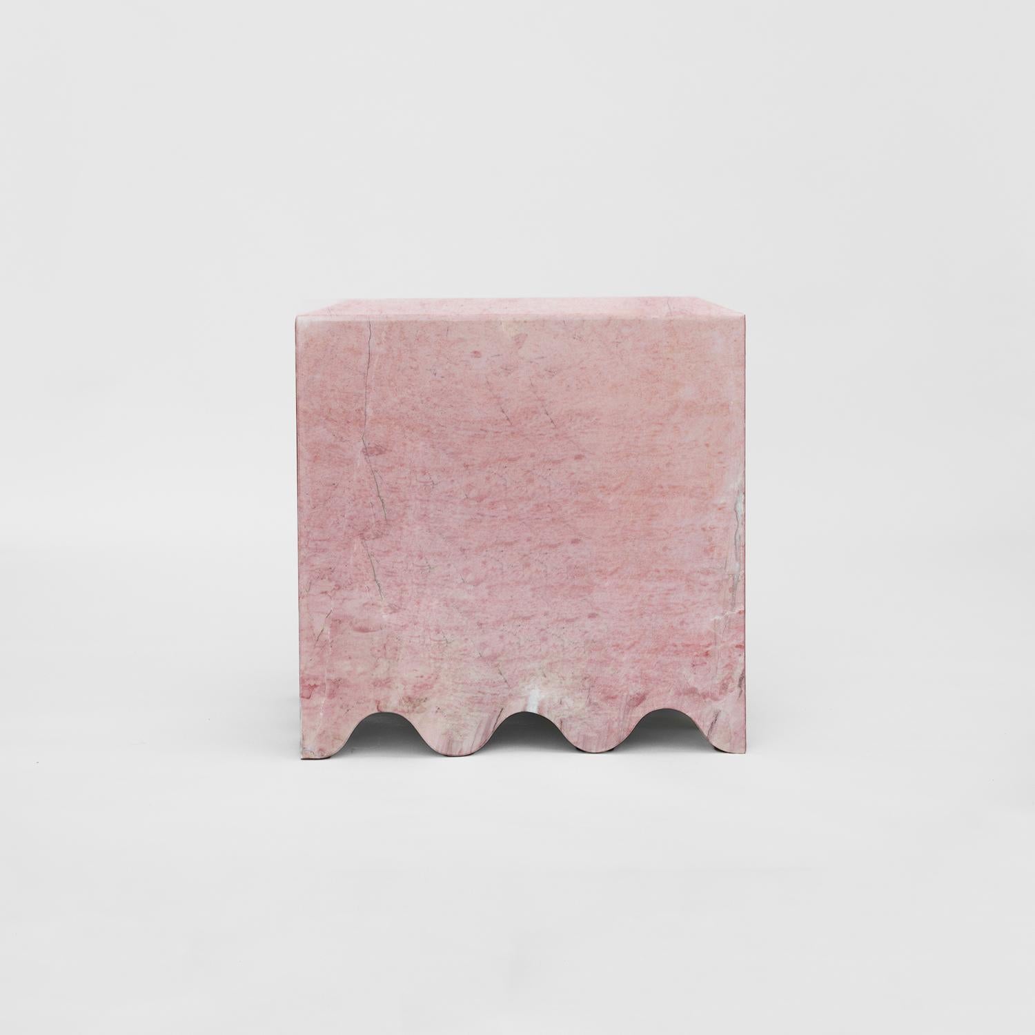 Dutch Pink Marble Side Table ‘Flow’ For Sale