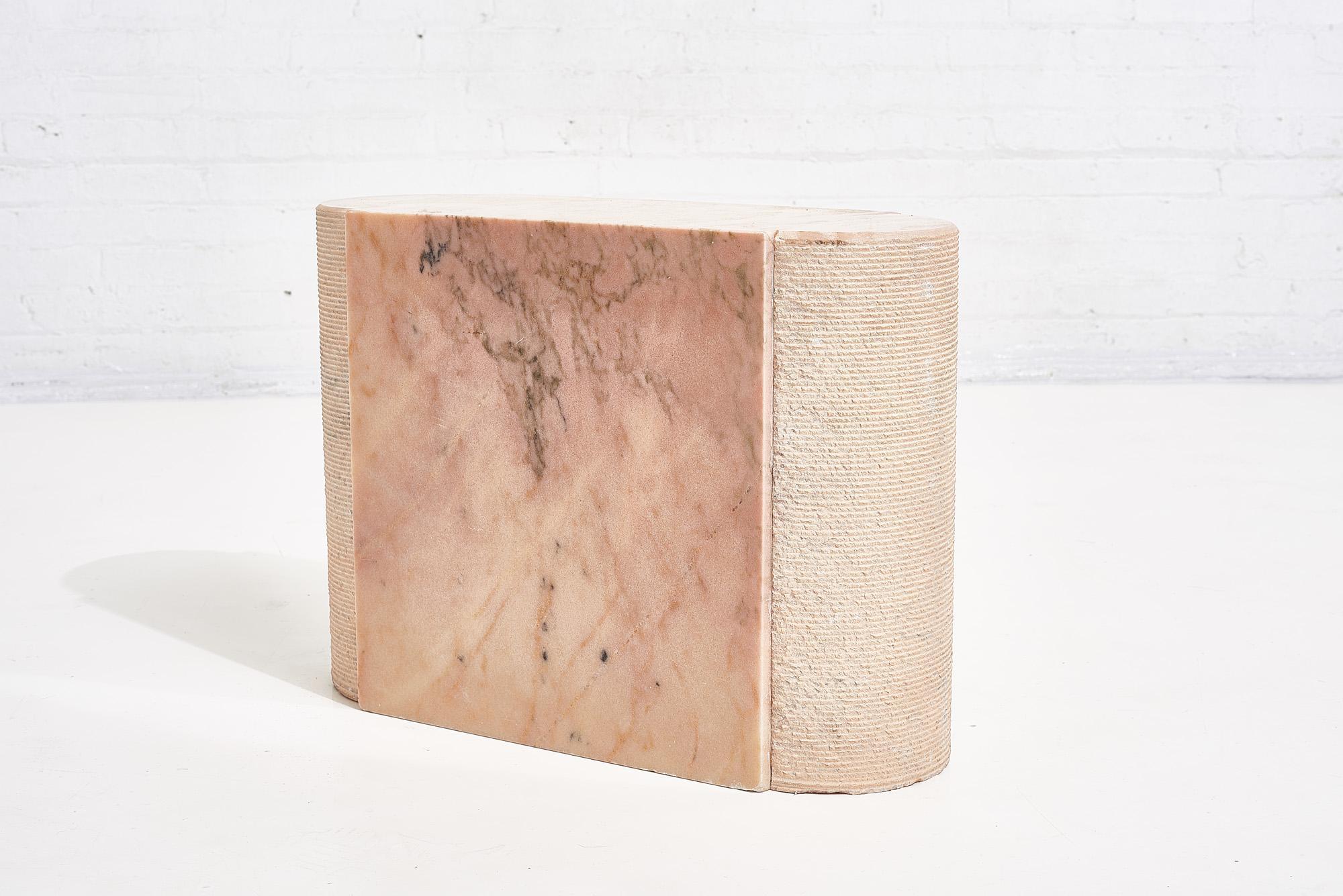 Mid-Century Modern Pink Marble Side Table, Italy 1970