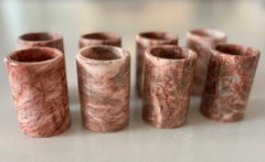 Pink Marble Stone Shot Glasses - Set of Eight